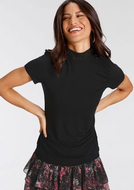 Laura Scott T-Shirt mit Stehkragen aus Spitze