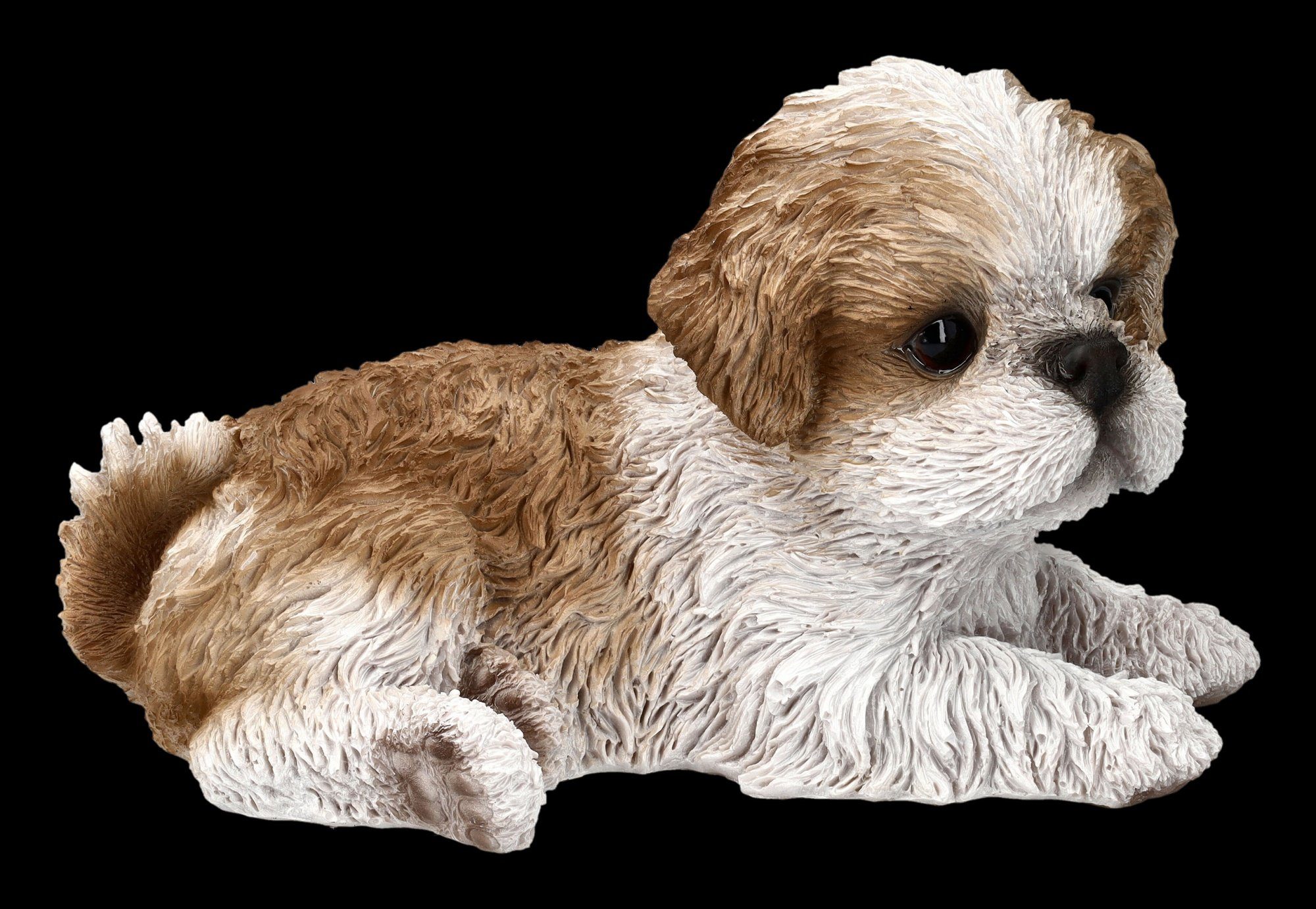 Figuren Shop GmbH Dekofigur Shih Tzu Welpen Figur liegend - Hunde Dekofigur  Hundewelpen