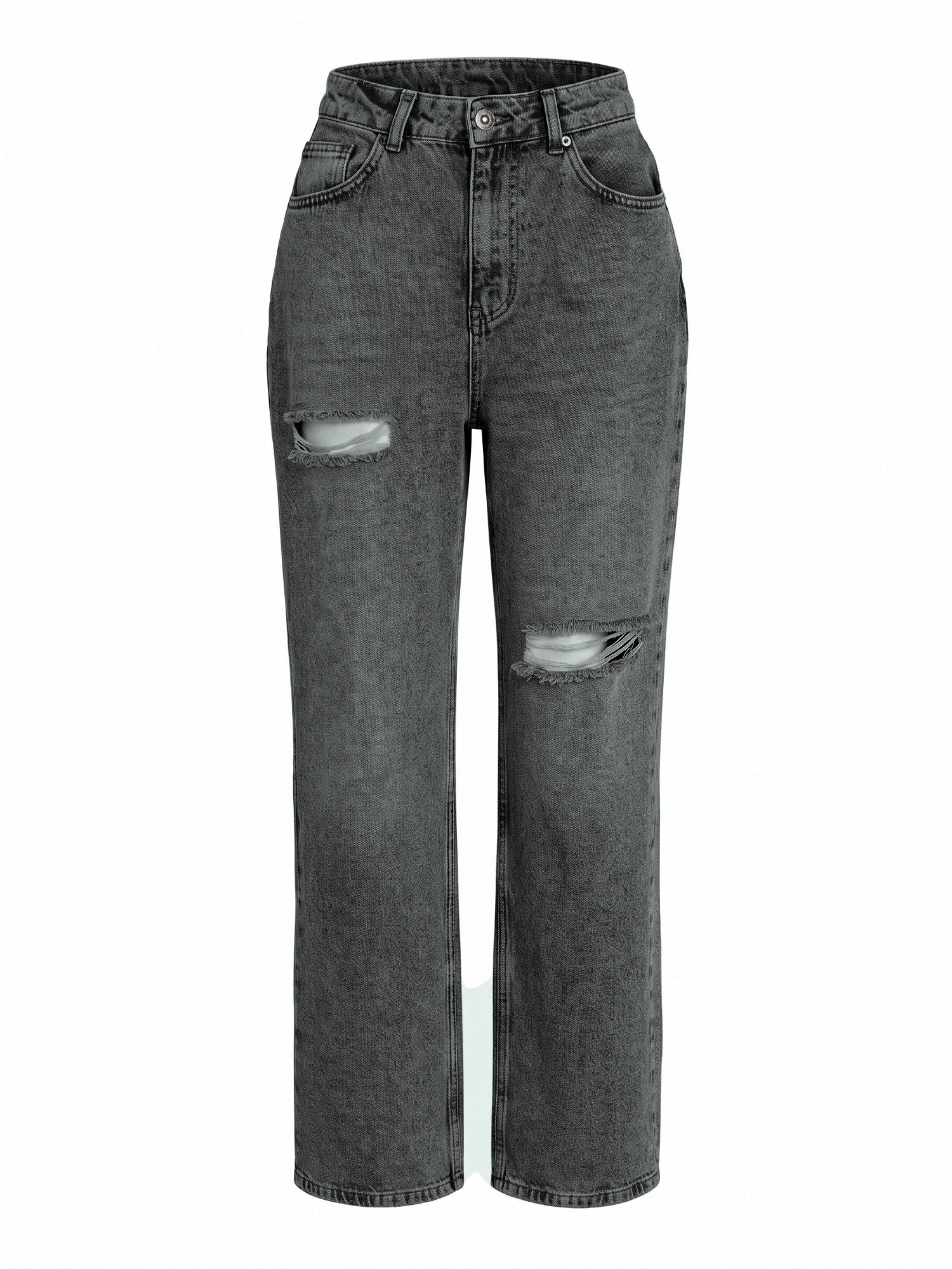Imily Bela Loose-fit-Jeans Damen Zerrissene Jeans mit geradem Bein (Packung, 1-tlg., 1per-Pack) in Unifarbe