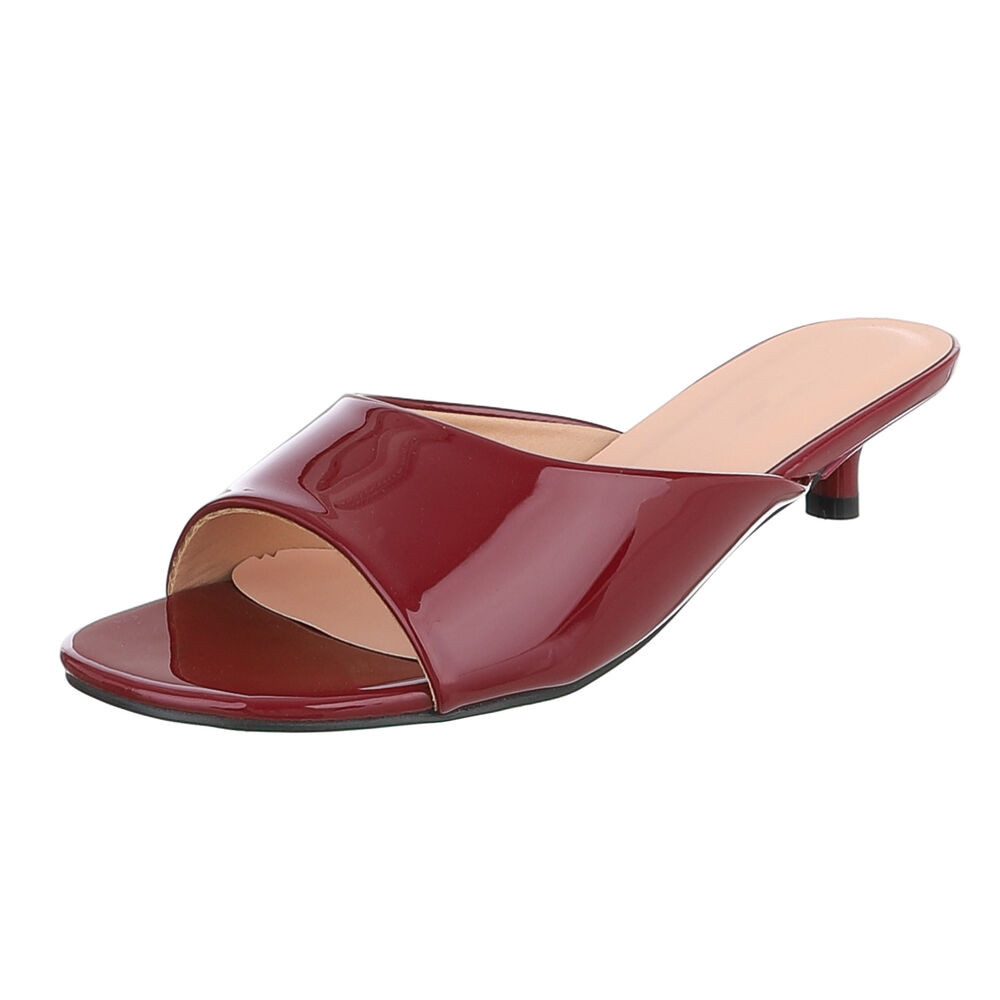 Ital-Design Damen Pantolette mit Kitten Heel und offenem Design Pantolette (91895709) Pfennig-/Stilettoabsatz Pantoletten in Bordeaux