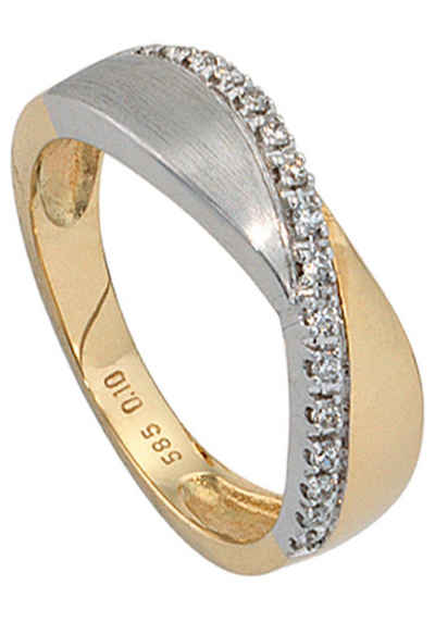 JOBO Diamantring, 585 Gold bicolor mit 16 Diamanten