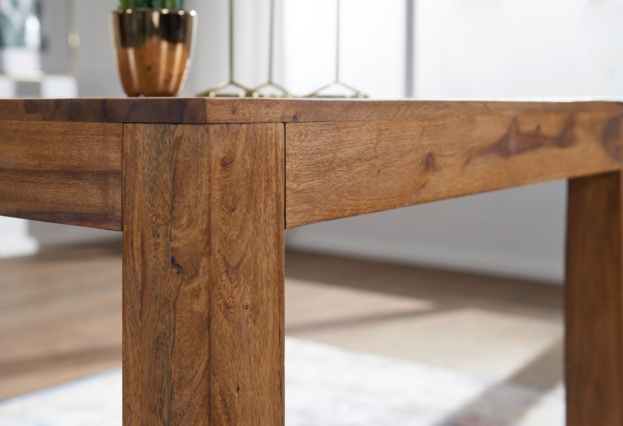 Braun DESIGN | – Esstisch Quadratische Braun Holzmaserung mit Braun | Tischplatte Massiv KADIMA Esszimmertisch