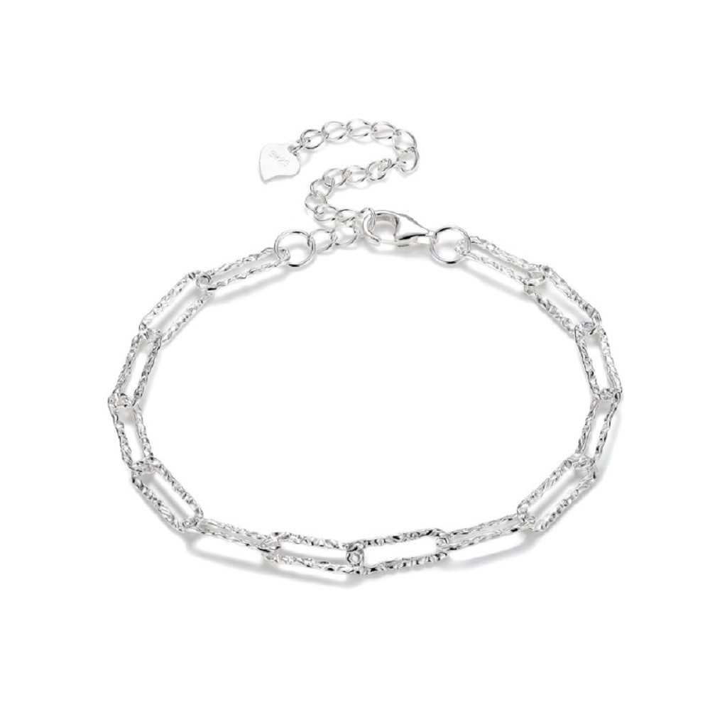 PANDACHARMS Silberarmband Große Funkelnde Gliederkette aus 925er Silber, Länge variabel 16-21cm