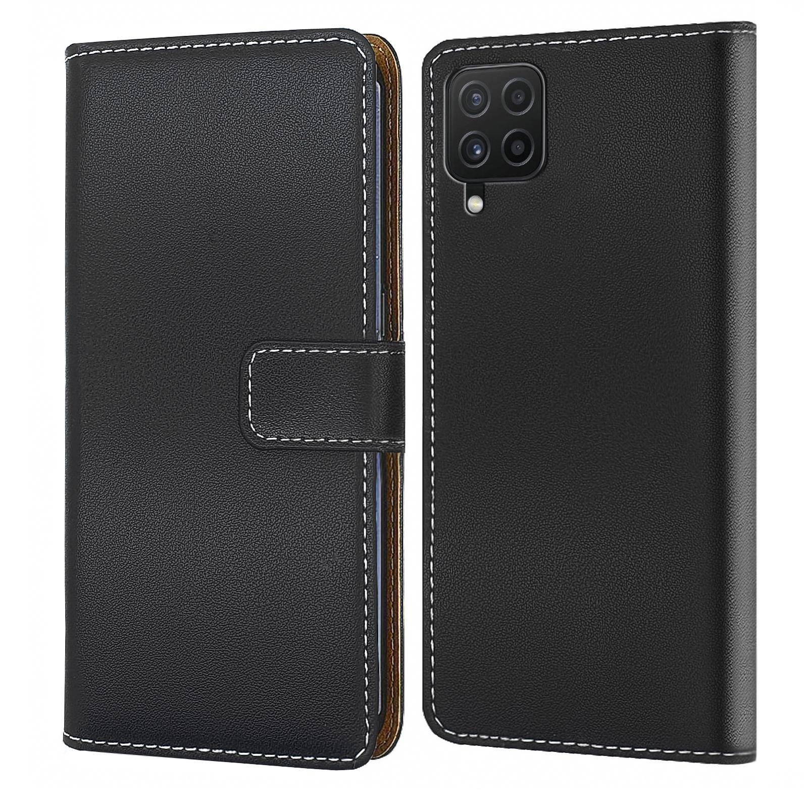 Numerva Handyhülle Bookstyle Etui Handytasche für Samsung Galaxy A22 Samsung Galaxy A22, Klapphülle Flip Cover Schwarz