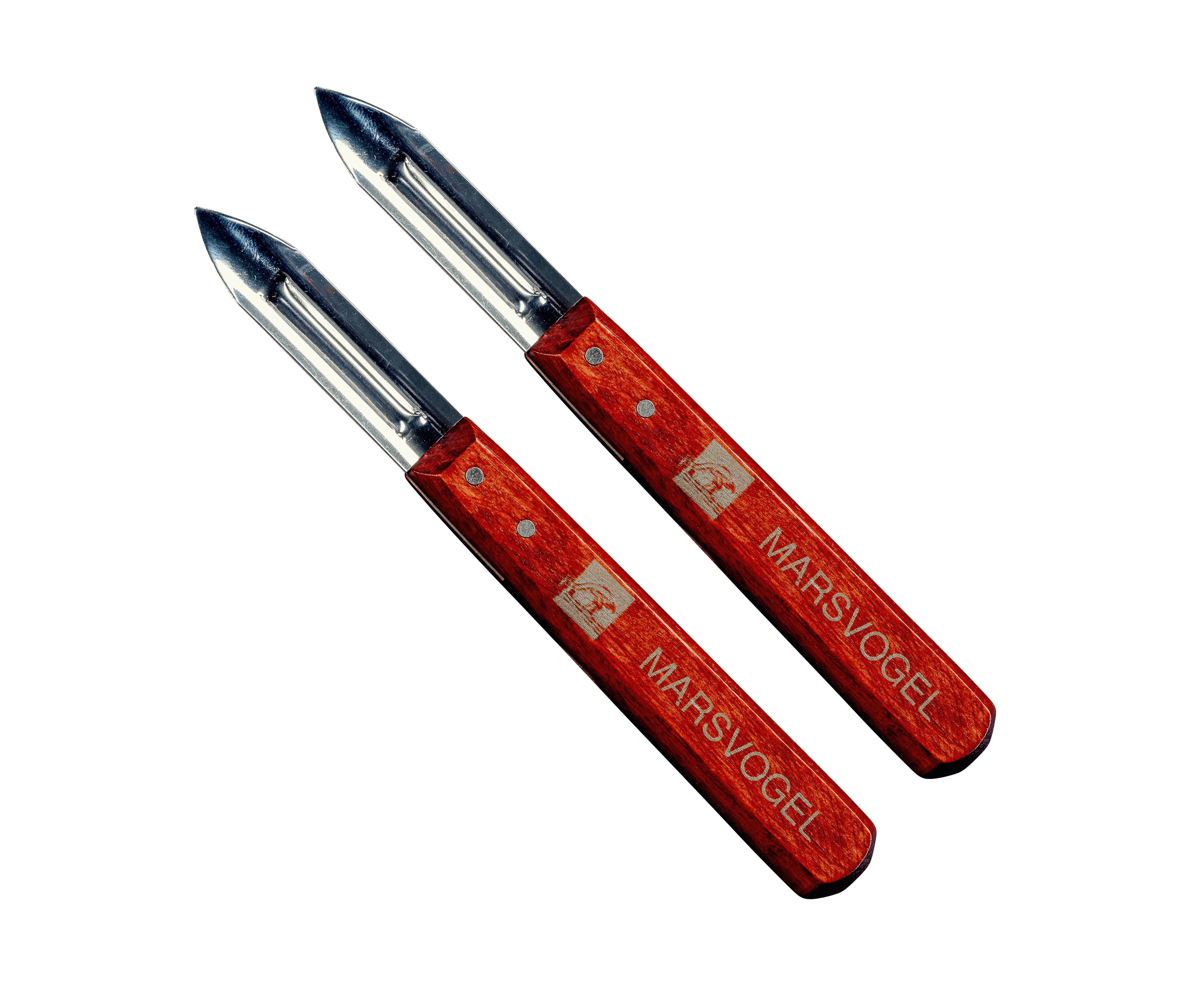 Marsvogel Spargelschäler Kartoffelschälmesser, 2er Pack, Holzgriff, 2-schneidig, (2-tlg), Kartoffelschäler, Holzgriff, ideal zum Schälen von Obst und Gemüse