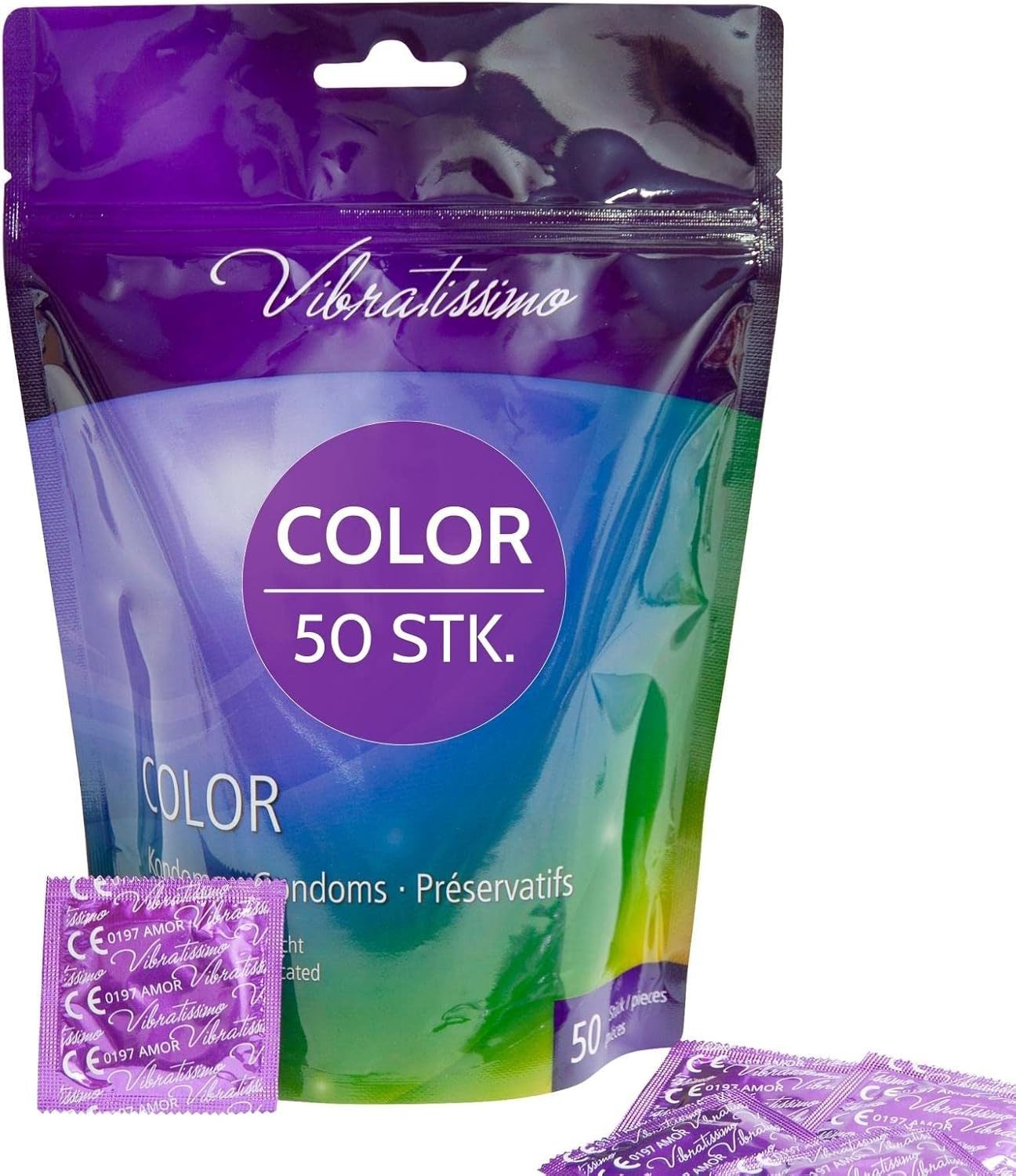 Vibratissimo Kondome Premium Nature, Color, Mix, verschiedene Aromen, Farben, Strukturen
