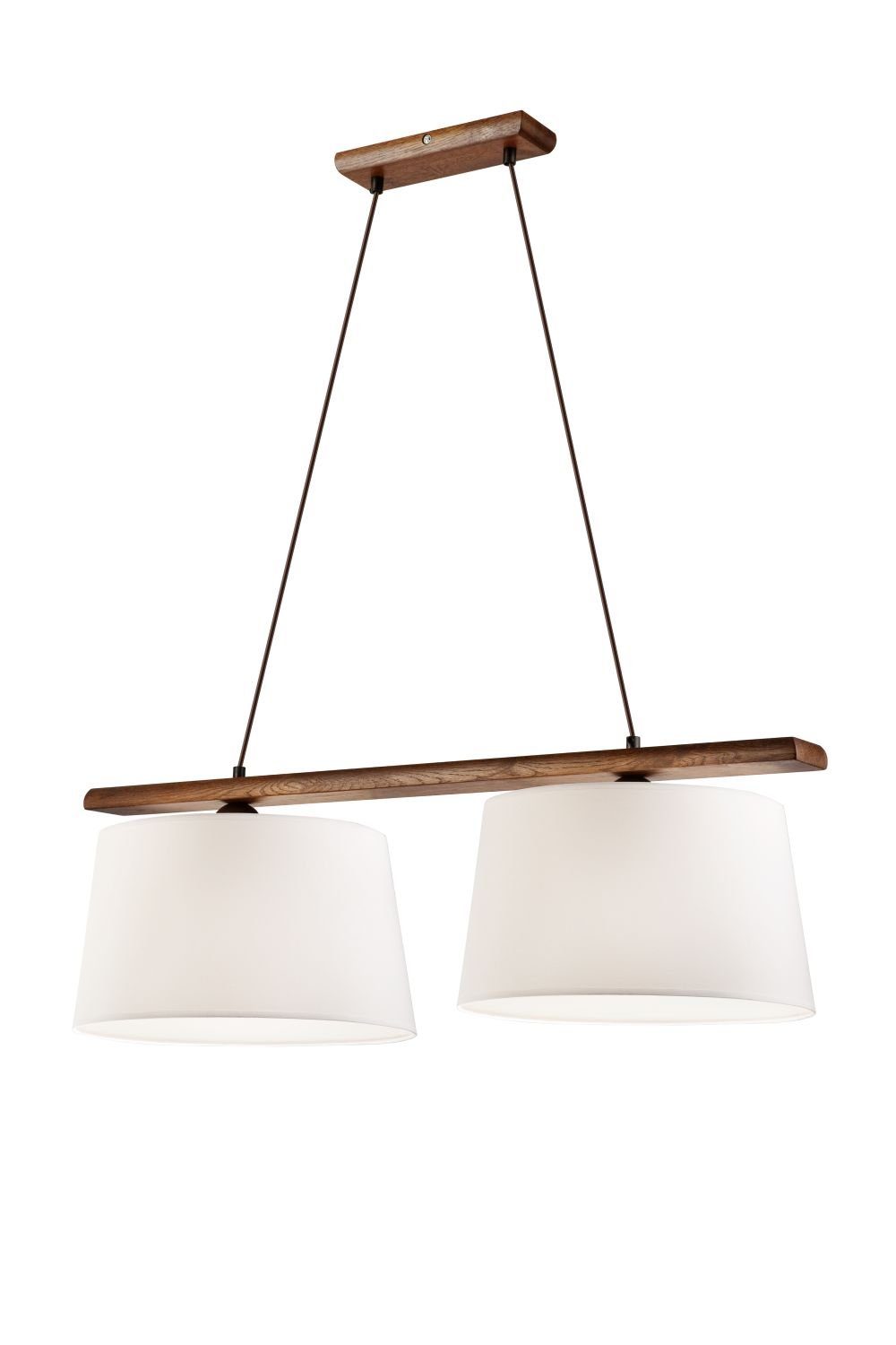 Weiß Lampe BEVERELY, Esstisch Stoffschirm Licht-Erlebnisse ohne Leuchtmittel, wohnliche Braun Holz Pendelleuchte Hängeleuchte