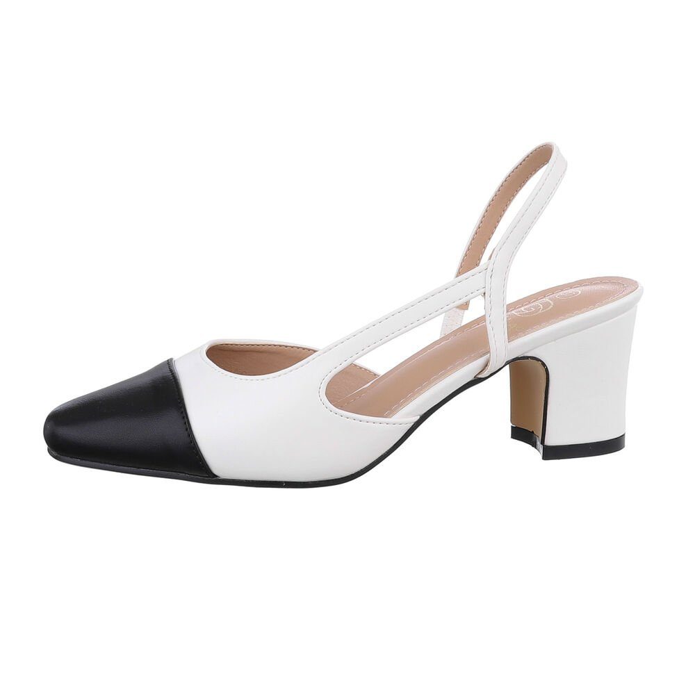 Ital-Design Damen Abendschuhe Elegant Schnürpumps Blockabsatz Schnür- & Riemchenpumps in Weiß