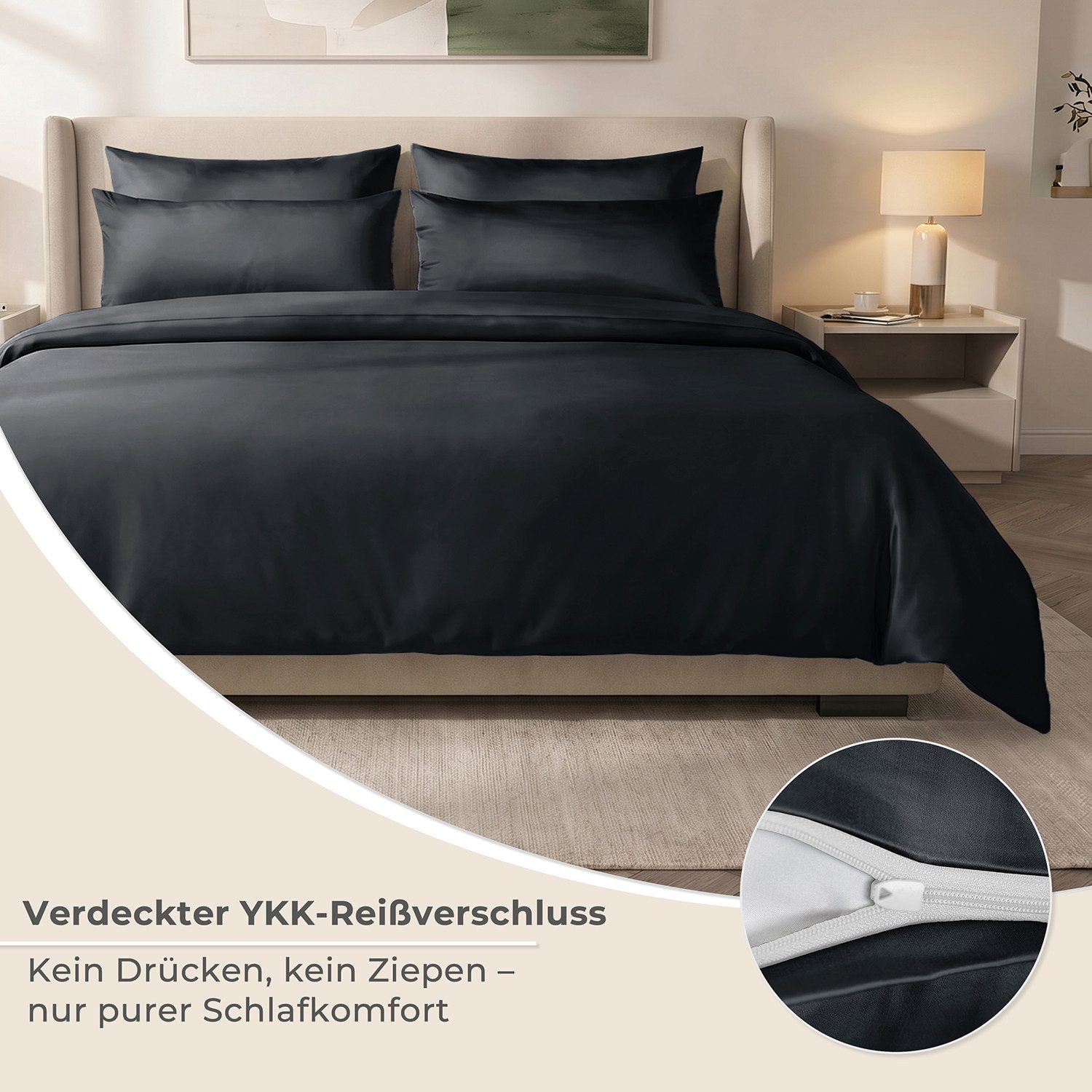 Laynenburg Bettwäsche Eukalyptus aus 100% Tencel Lyocell ab Gr. 135x200, kühlende, atmungsaktive Sommer-Bettwäsche mit Reißverschluss – Bild 4 von 5
