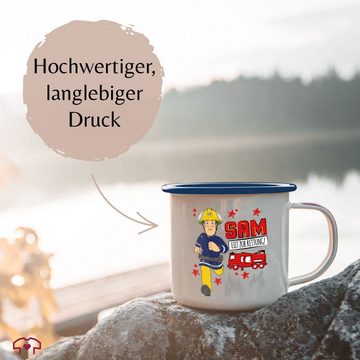 Shirtracer Tasse Sam eilt zur Rettung, Stahlblech, Feuerwehrmann Sam Tasse