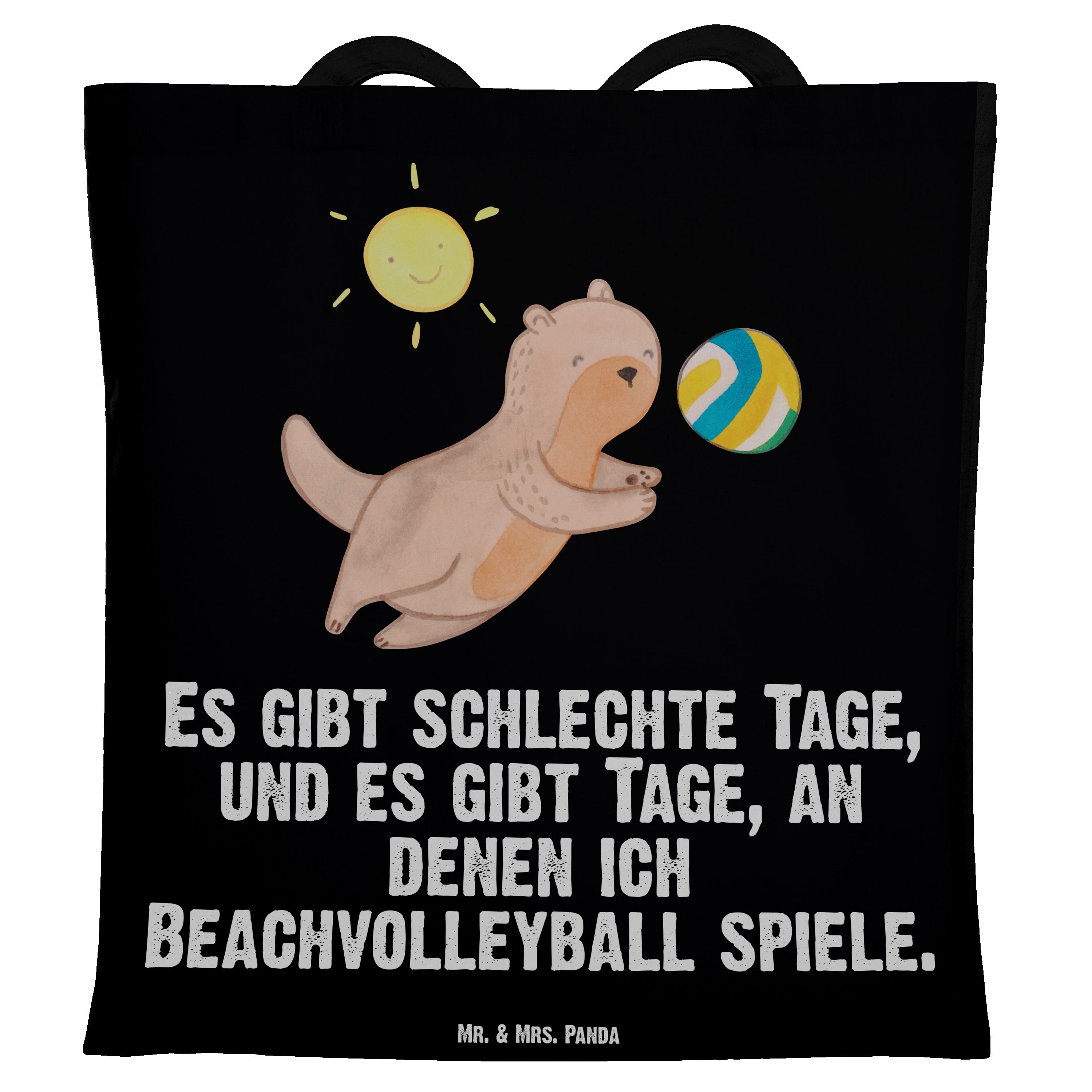 Mr. & Mrs. Panda Tragetasche Otter Beachvolleyball Tage - Schwarz - Geschenk, Sport, Einkaufstasch (1-tlg)