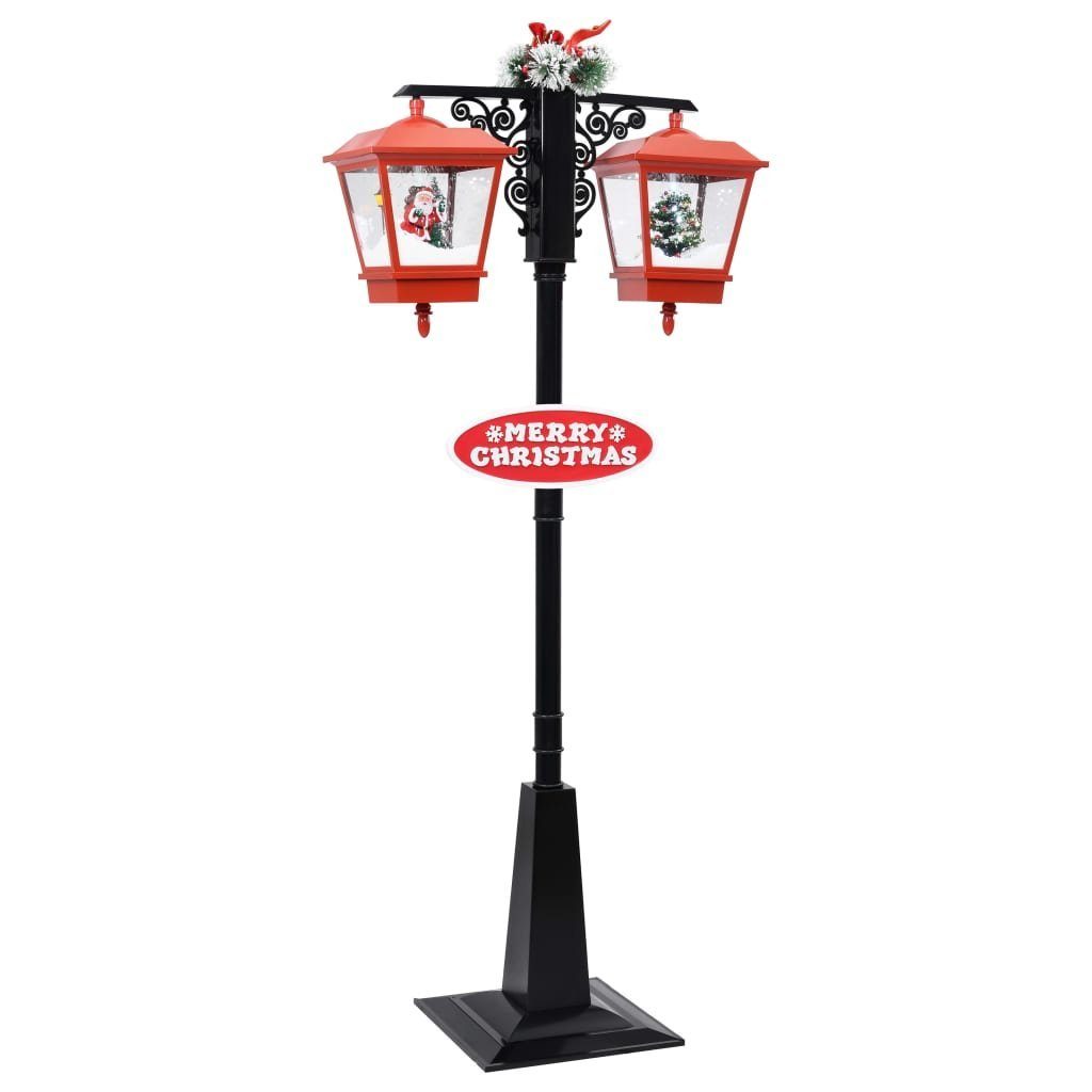 DOTMALL LED Laterne Schneiende LED Doppel-Weihnachtslaterne 188 cm mit Weihnachtsmann Schwarz und Rot