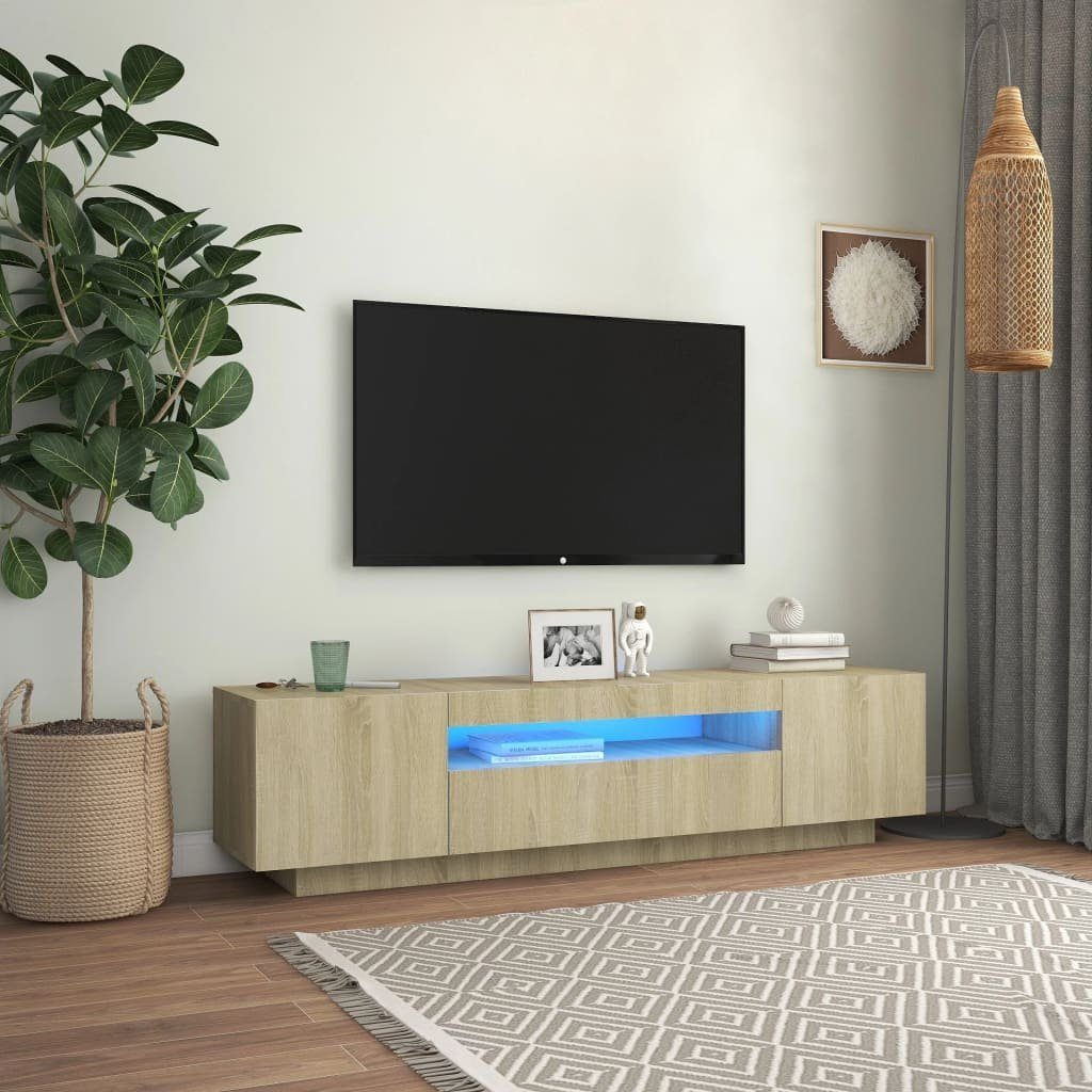 vidaXL TV-Schrank TV-Schrank mit LED-Leuchten Sonoma-Eiche 160x35x40 cm (1-St) Sonoma Eiche