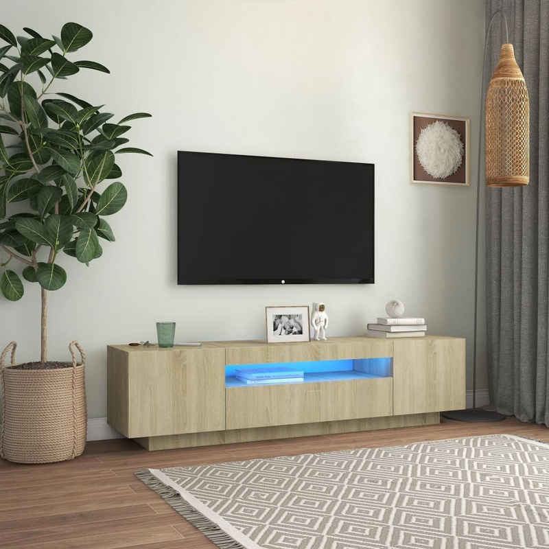 vidaXL TV-Schrank TV-Schrank mit LED-Leuchten Sonoma-Eiche 160x35x40 cm (1-St)