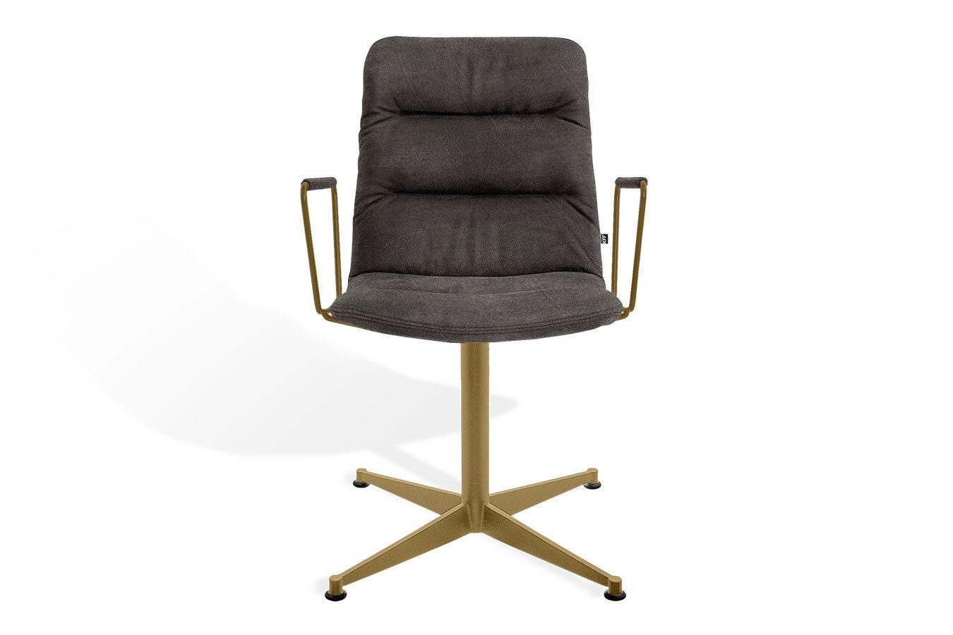 KFF Drehsessel Drehstuhl Arva Light mit Arm Leder grau