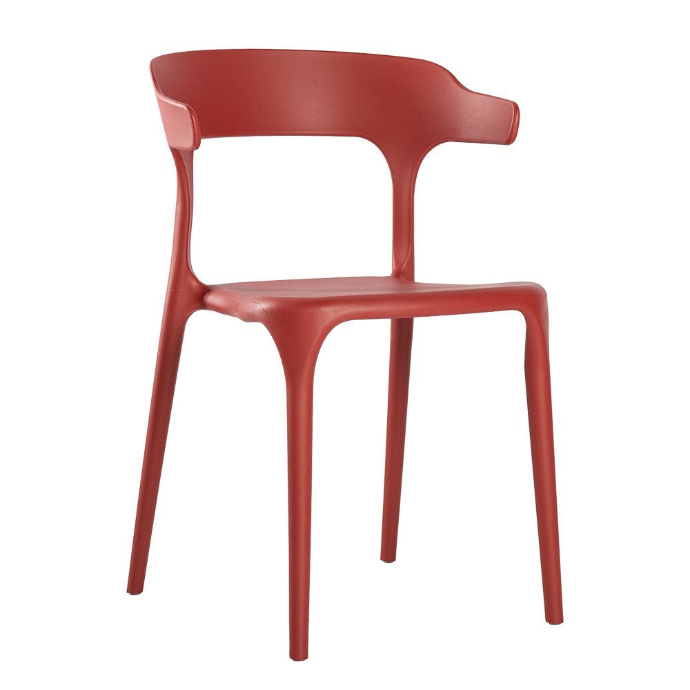 Lüllmann Besucherstuhl Stapelbarer Designstuhl mit Armlehnen, Farbe rostrot (1, 1 St), Designerstuhl aus Kunststoff, robust, pflegeleicht