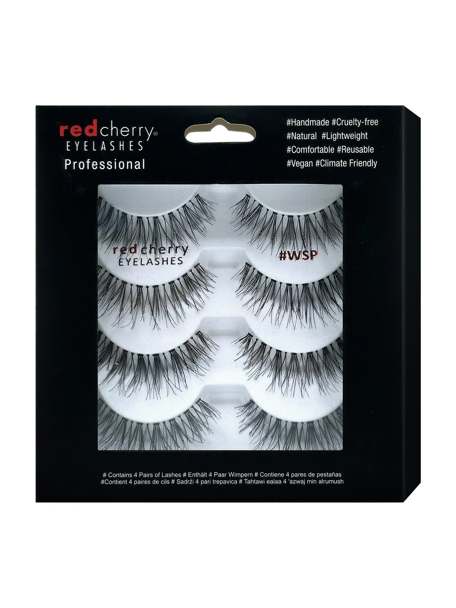 Red Cherry Eyelashes Bandwimpern WSP - 4 Pairs, Falsche Wimpern Streifen, Strip Lashes, Dramatic Lashes