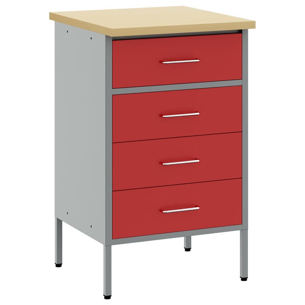 vidaXL Werkbank Rot und Grau 50 x 55 x 85 cm Ingenieure Holz und Stahl, (1-tlg)