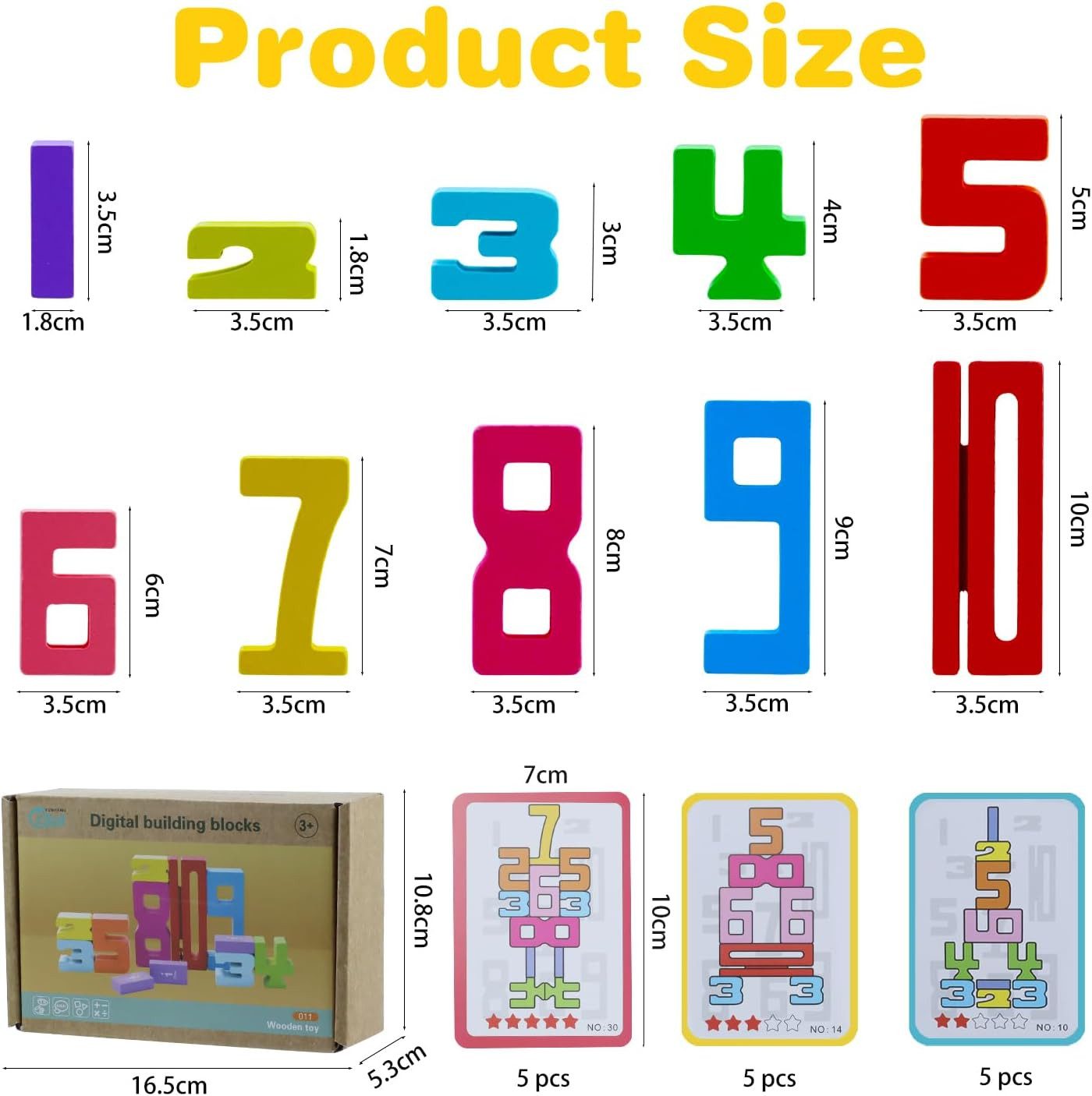 Aischens Montessori Holz Zahlenbausteine Set 20 Stück Lernspiel Kinder Spie günstig online kaufen