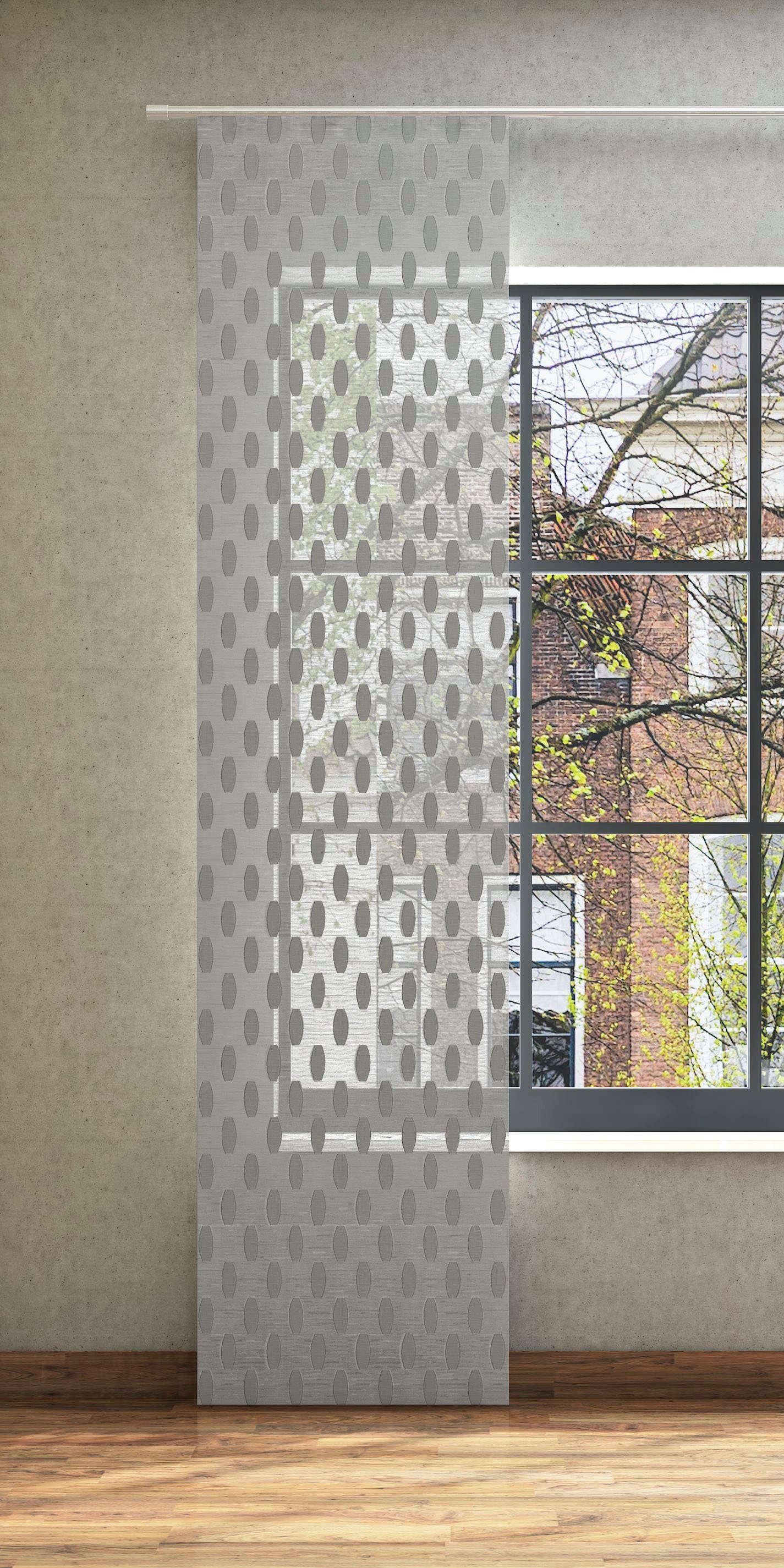 Vorhang Liv, Neutex for you!, Paneelwagen (1 St), halbtransparent, grafisches Motiv mit Scherlieffekten grau