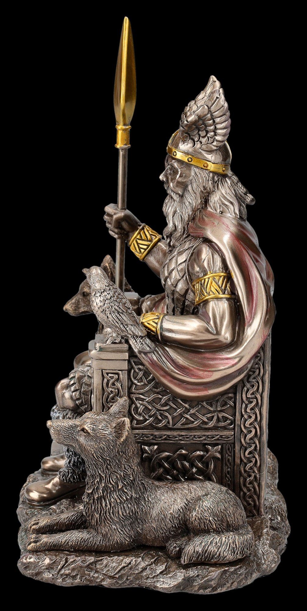 Deko Figur Mythologie mit auf Raben Figuren Odin GmbH Dekofigur Thron und Wölfen Shop Götterfigur