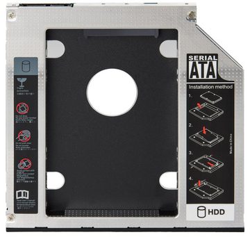 Poppstar Festplatten-Einbaurahmen Notebook Laufwerksrahmen/Laufwerksschacht für SSD/HDD, Höhe 12,7mm - Laufwerk Caddy für 2,5" SSD/HDDs von 7mm bis 12,5mm