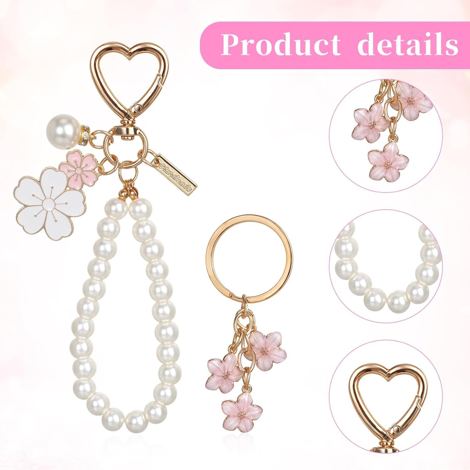 FELIXLEO Schlüsselanhänger Set 2er Blume Schlüsselanhänger Tasche Anhänger Damen Armband – Bild 3 von 5