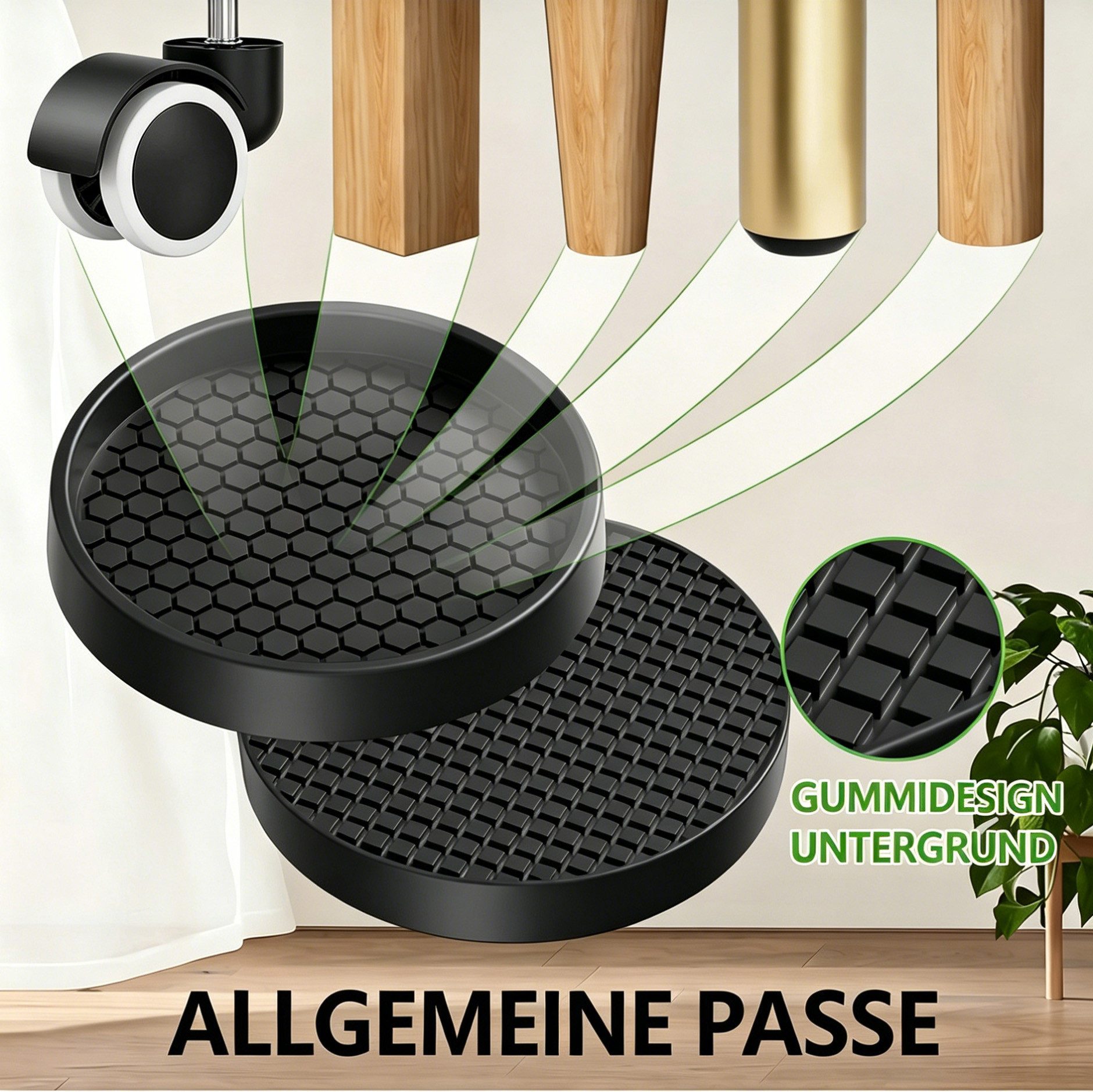 Agger Möbelfuß 4er-Set rutschfeste Möbel-Fußpolster, Silikon-Fußpolster für Möbel, (4-St), geeignet für Sofa, Stühle, Bett und Schrank – Bild 5 von 5