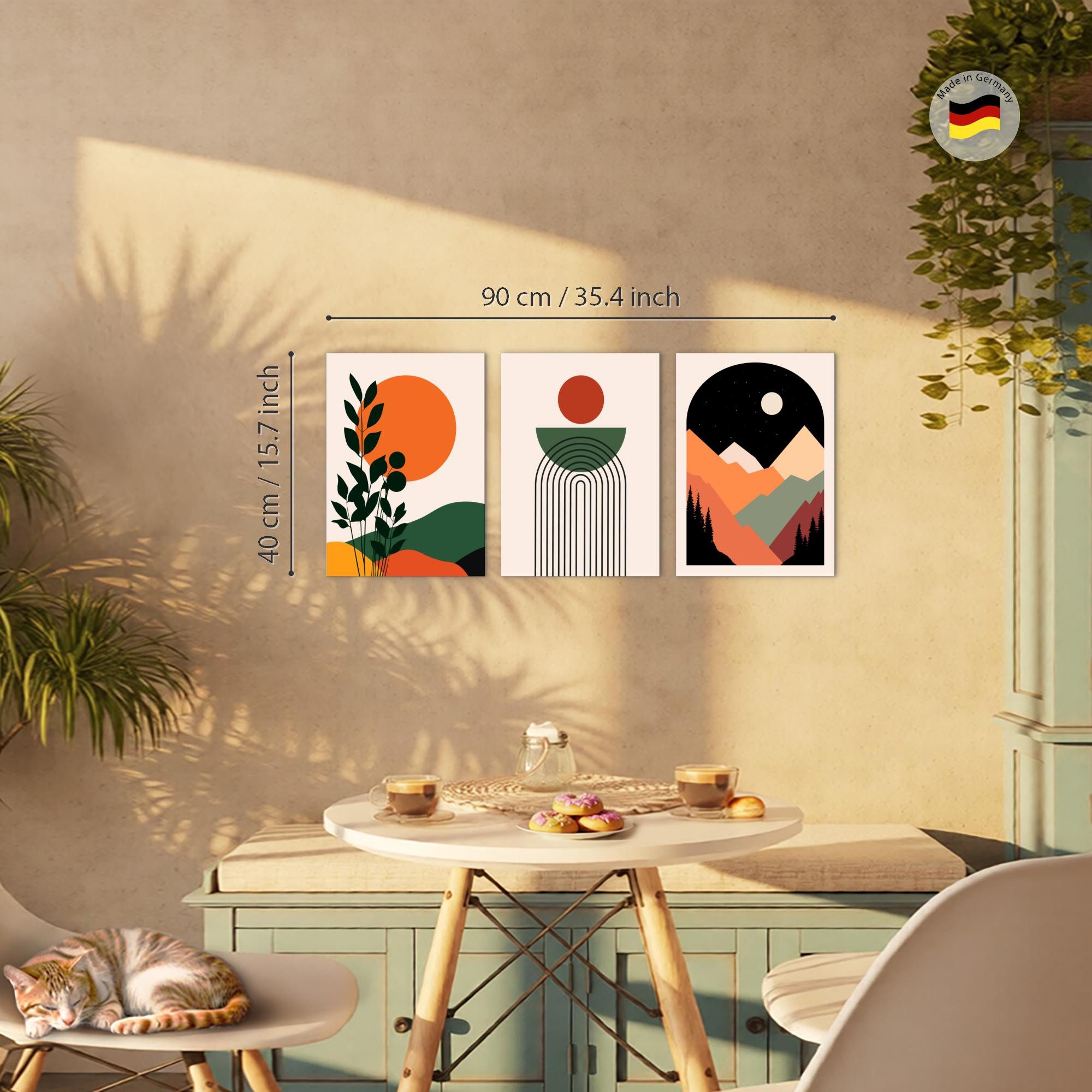 Novart Wandbild Modern Abstrakt Boho Style Figuren Deko Bohemian Aesthetic Bilder, 3 Bilder 30x40 cm (3 St)
