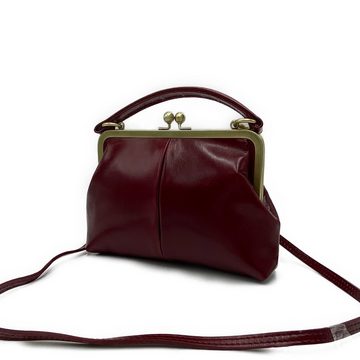 Taschenkinder Handtasche Leder Handtasche und Umhängetasche - Kleine Vintage Olive in Schwarz, Echtes Leder vom Rind
