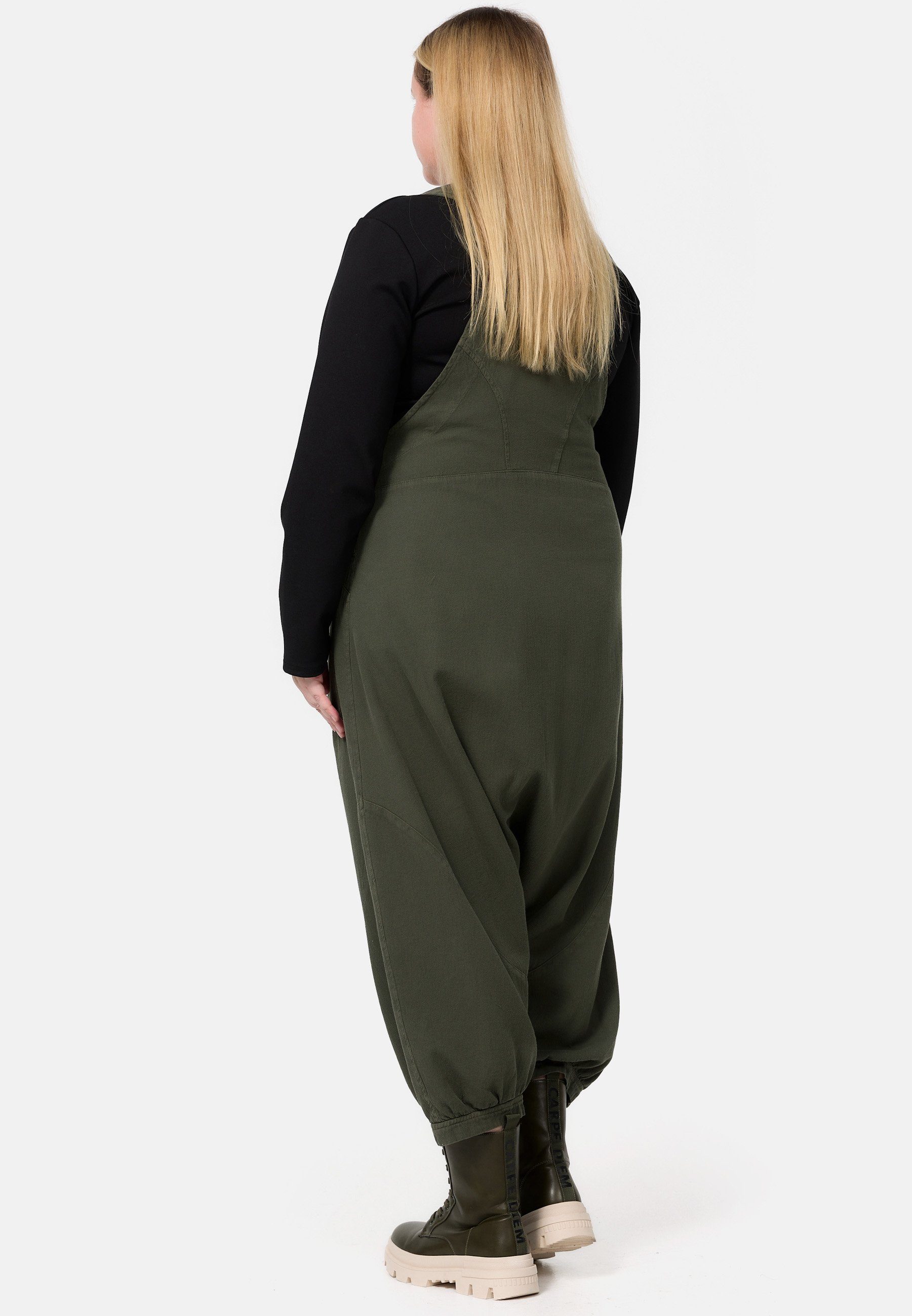 Cord-Latzhose Latzhose 'Sienna' Stil in Khaki Haremshose Kekoo