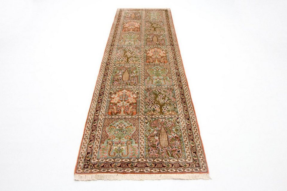 Läufer Kaschmir Seide Teppich handgeknüpft mehrfarbig, morgenland,  rechteckig, Höhe: 5 mm, 3 Kg/m² Gesamtgewicht