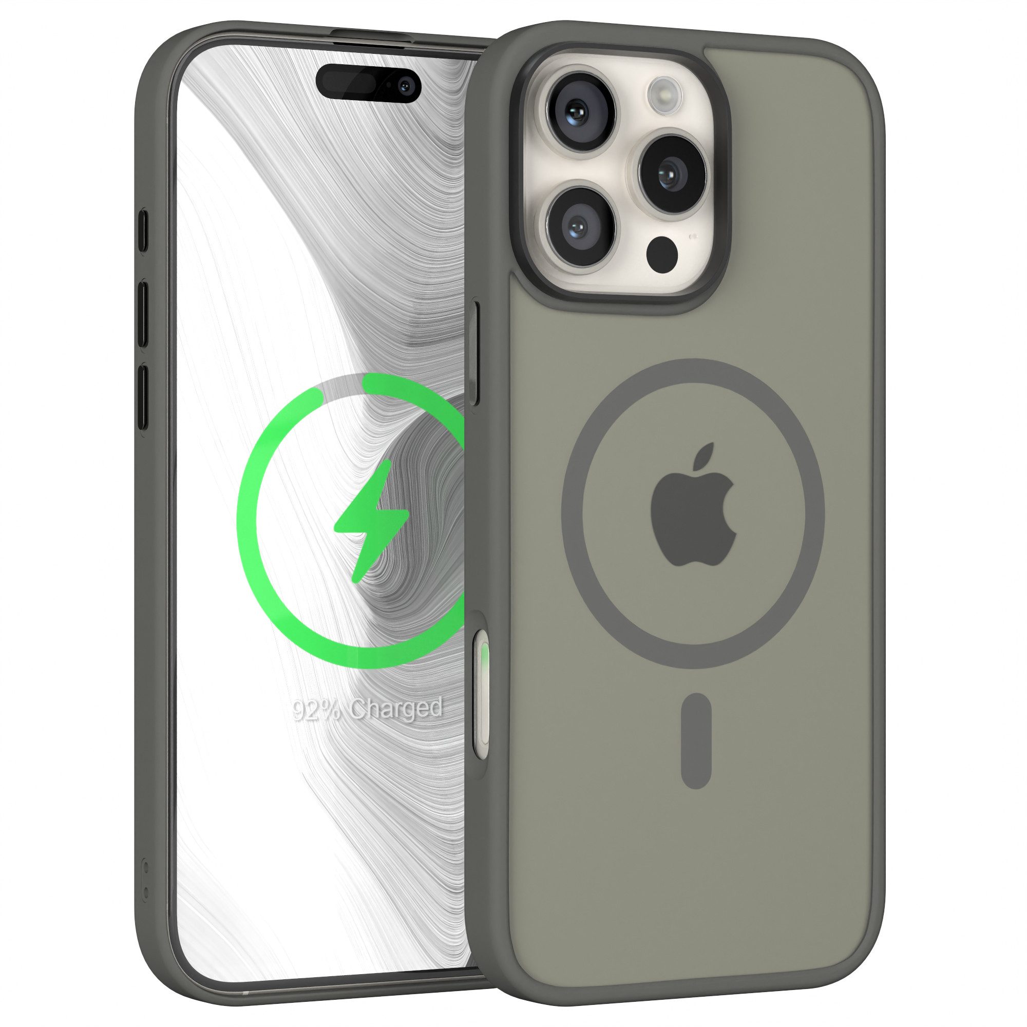 EAZY CASE Handyhülle Outdoor Case MagSafe für Apple iPhone 16 Pro Max 6,9 Zoll, Handyhülle stoßfest Silikon Etui Bumper Case mit Kameraschutz Grau