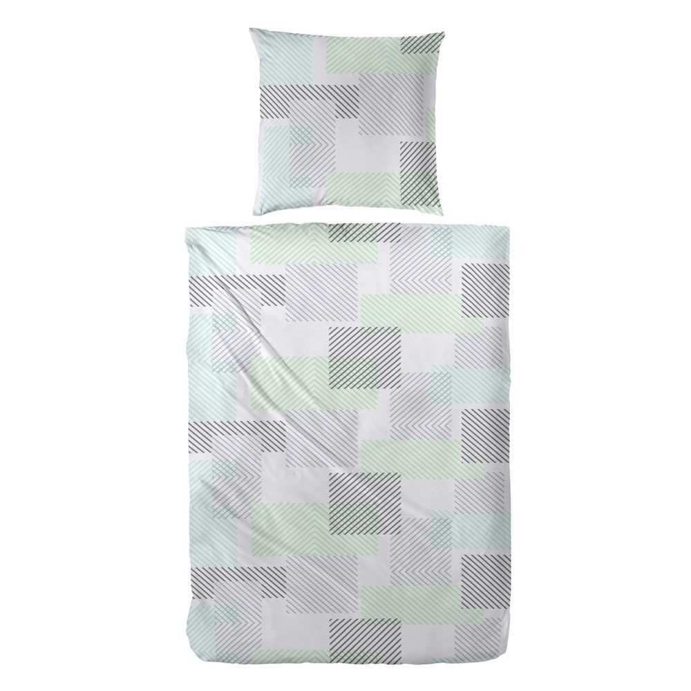 H.G. Hahn Haustextilien Bettwäsche Hahn Polycotton Bettwäsche Grün Türkis Karo, Baumwolle, 2 teilig