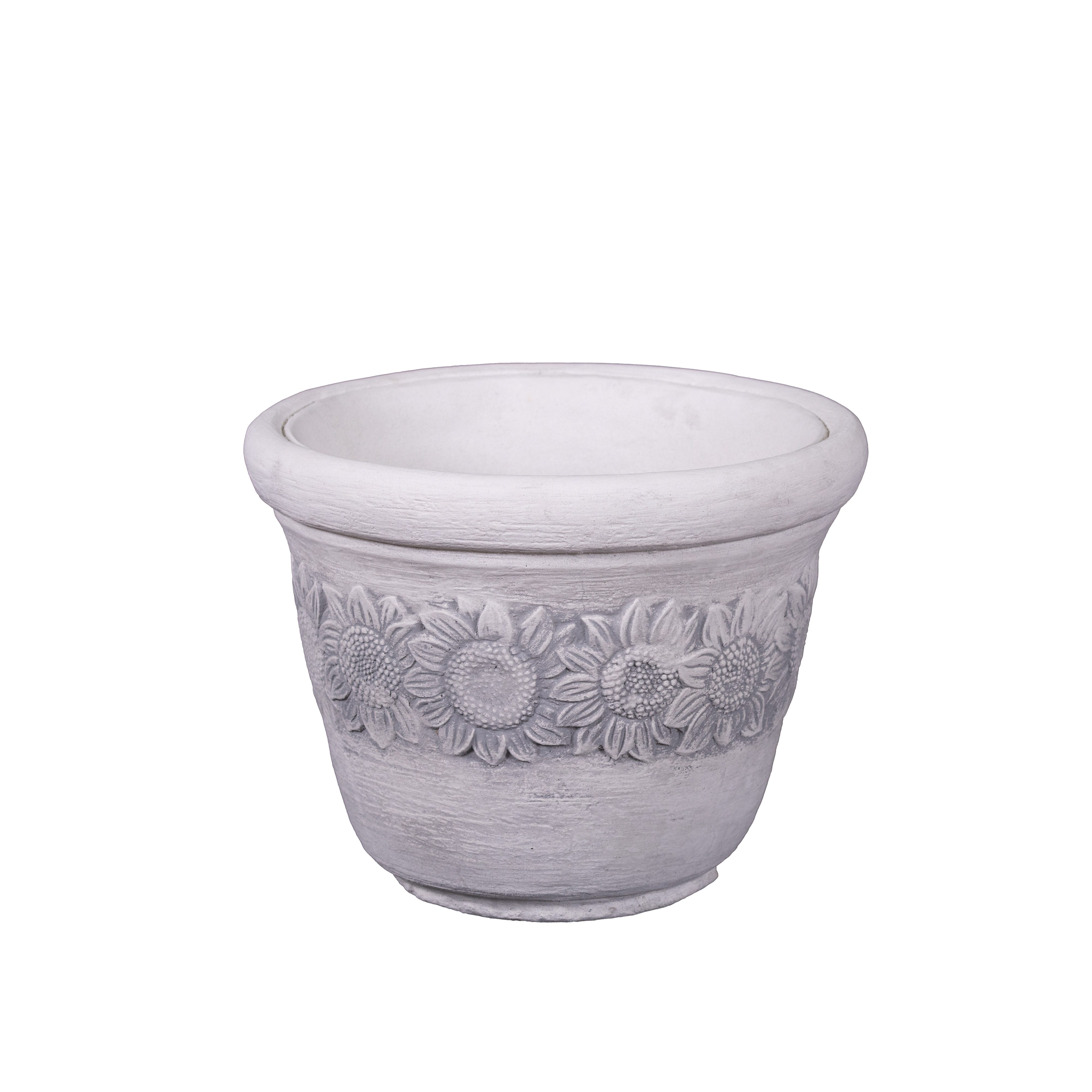 gartendekoparadies.de Pflanzkübel Pflanzgefäß, Blumentopf, Motiv Sonnenblume, H. 27 cm, 11 Liter, 12 kg, Frostsicher