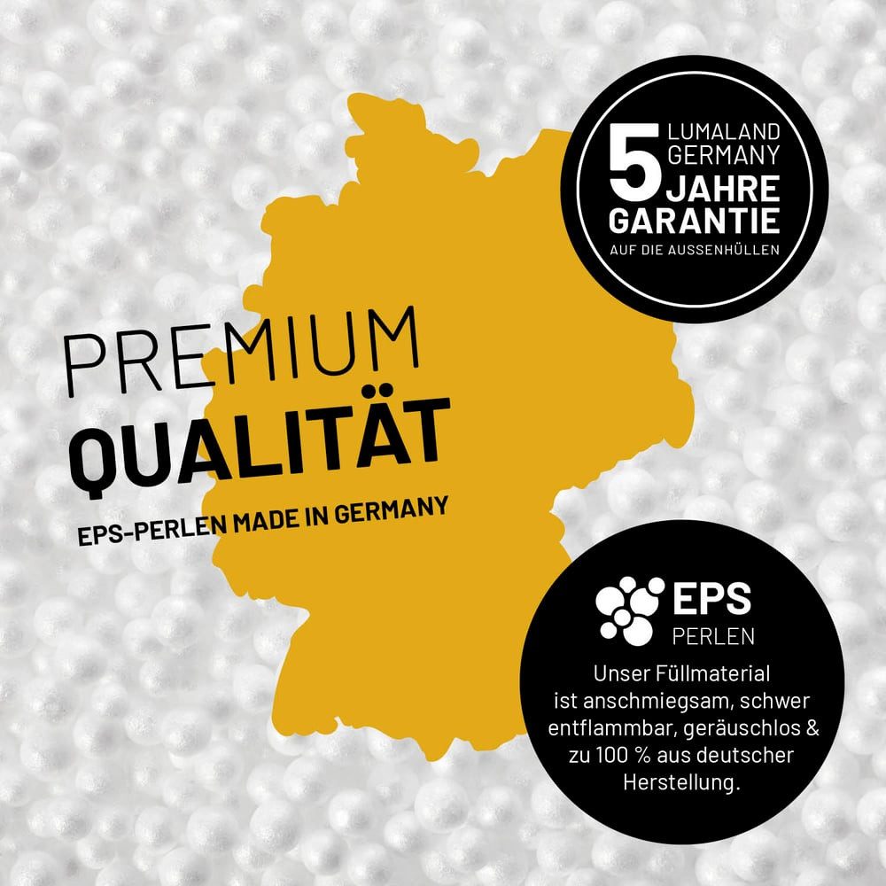 Lumaland Sitzsack Sitzsack-Hocker Pouf rund Cord 50l senfgelb, supersofte Füllung EPS-Perlen