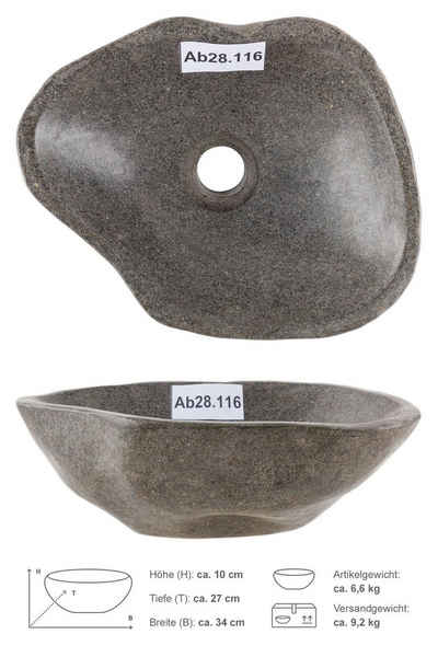 wohnfreuden Aufsatzwaschbecken »Naturstein Waschbecken 30 cm oval poliert« (Kein Set), 101730_Ab28.116
