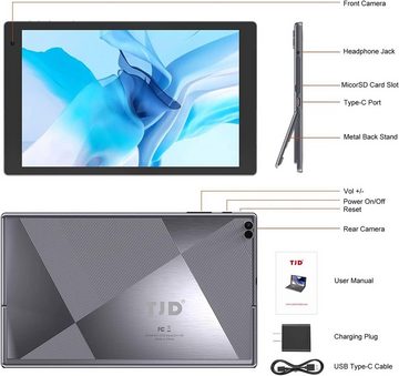 TJD Tablet (10.1", 128 GB, Android 11, Tablets mit Halterung, 4GB RAM, FHD IPS, 8MP+2MP Kamera Wi-Fi, 6000mAh)
