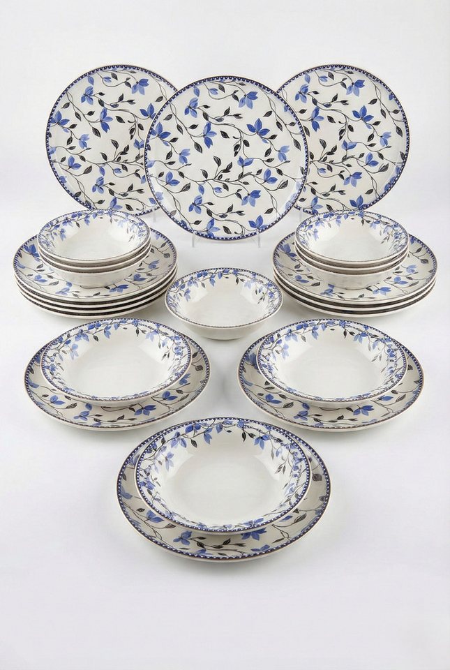 Hermia Concept Geschirr-Set Romantisch (18-tlg), 6 Personen, Keramik, Mikrowellengeeignet, Spülmaschinengeeignet