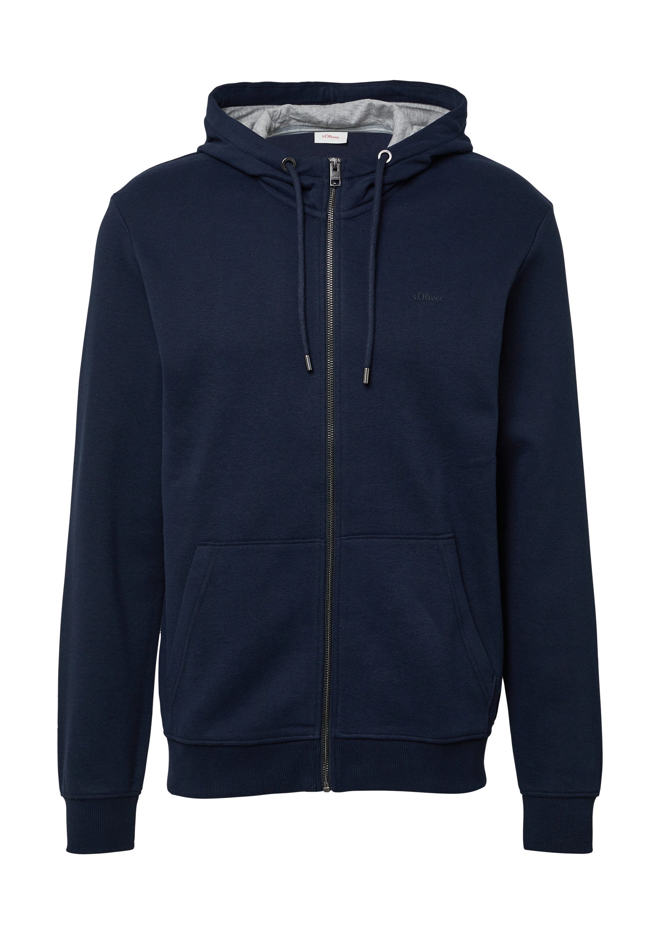 s.Oliver Sweatjacke Sweatshirt Jacke Sweatshirt-Jacke mit Kapuze und Logo