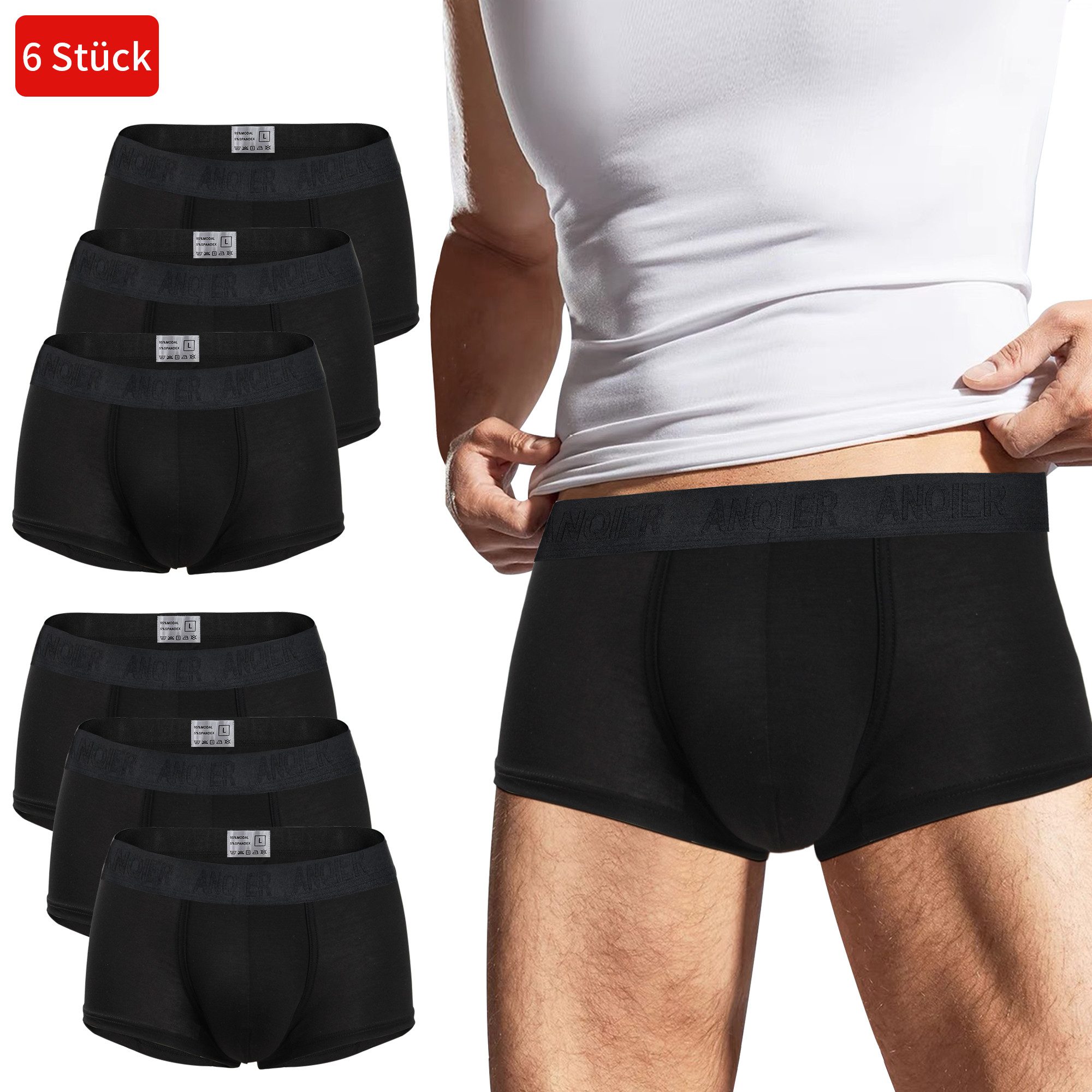 BEKOMIYA Boxershorts Boxershorts Herren 6 Pack Baumwolle Unterhosen Männer günstig online kaufen