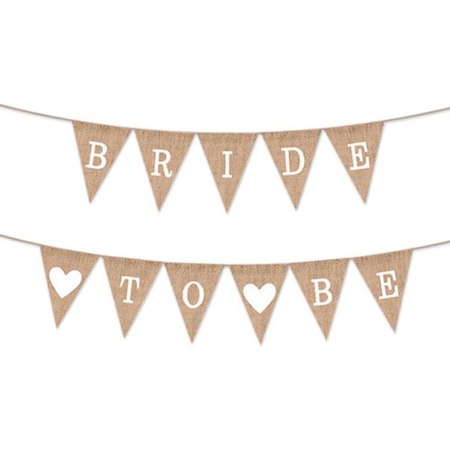 Hängedekoration Bride To Be Girlande Deko Jute Banner JGA Accessoires Hochzeit Party