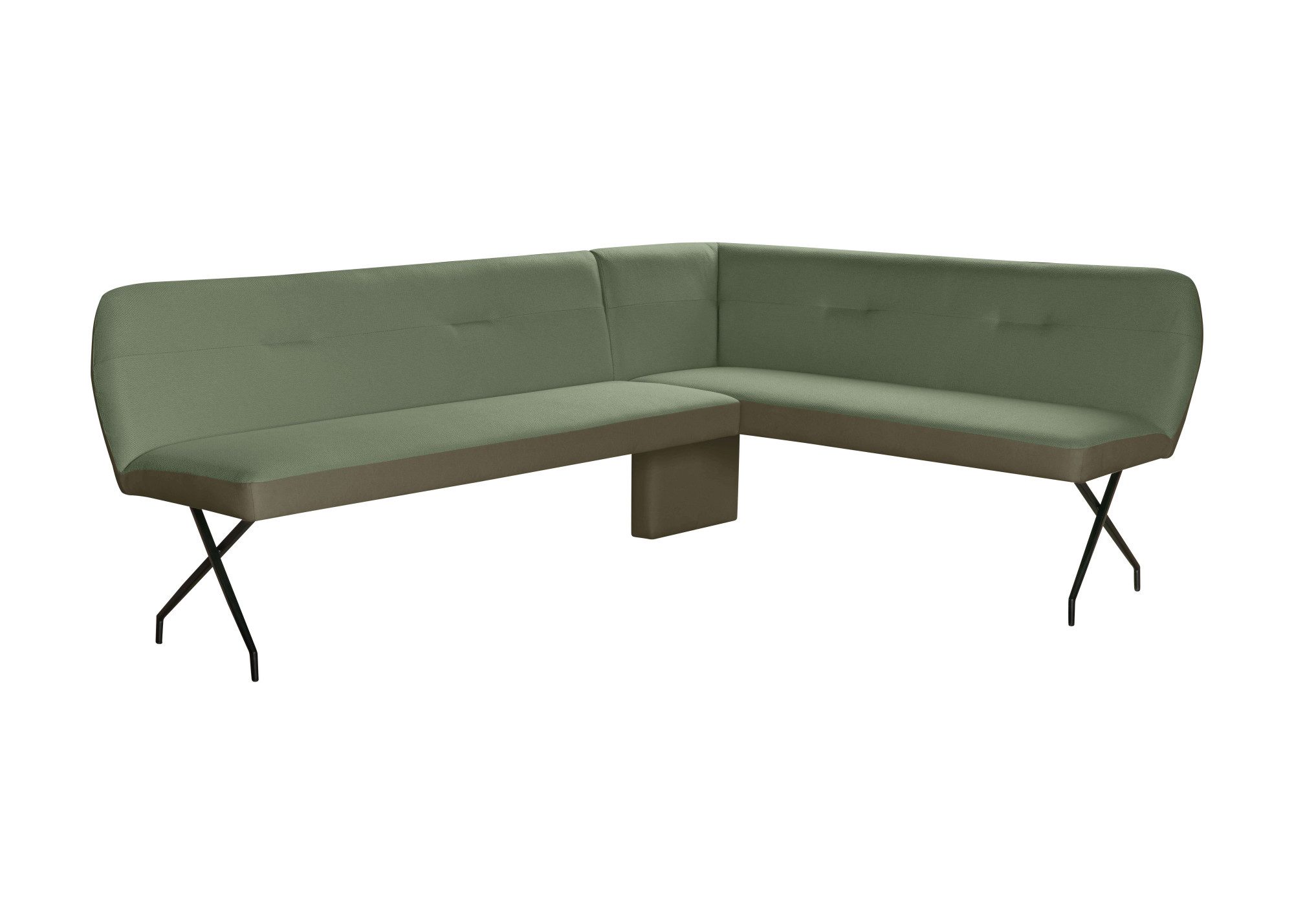 Home affaire Eckbank Bruna Esszimmerbank, Bank, Küchenbank, Polsterbank, Mattschwarzes Metallgestell, 2-Stoff-Design, Wellenfederung im Sitz