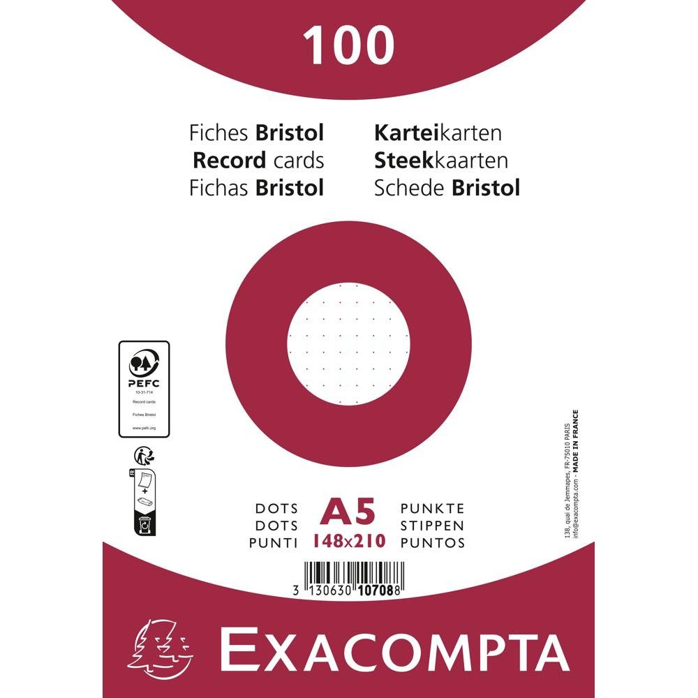 EXACOMPTA Karteikarten Exacompta Karteikarten A5 dots 100St/Pkg weiss