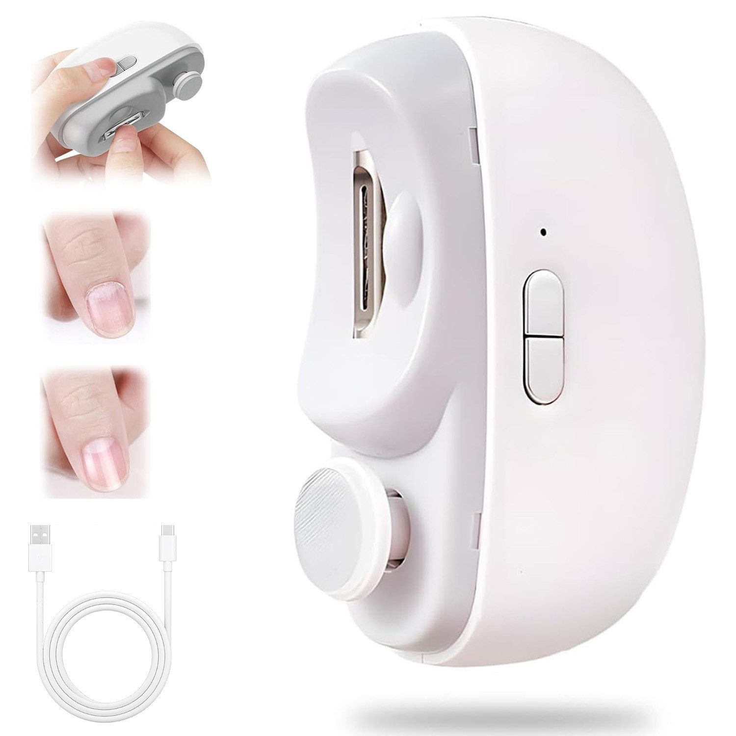 ANYSUN Nagelknipser Elektrisch für Kinder & Erwachsene, Geräuscharm, LED-Licht, 2 Geschwindigkeiten, Akku, Tragbar