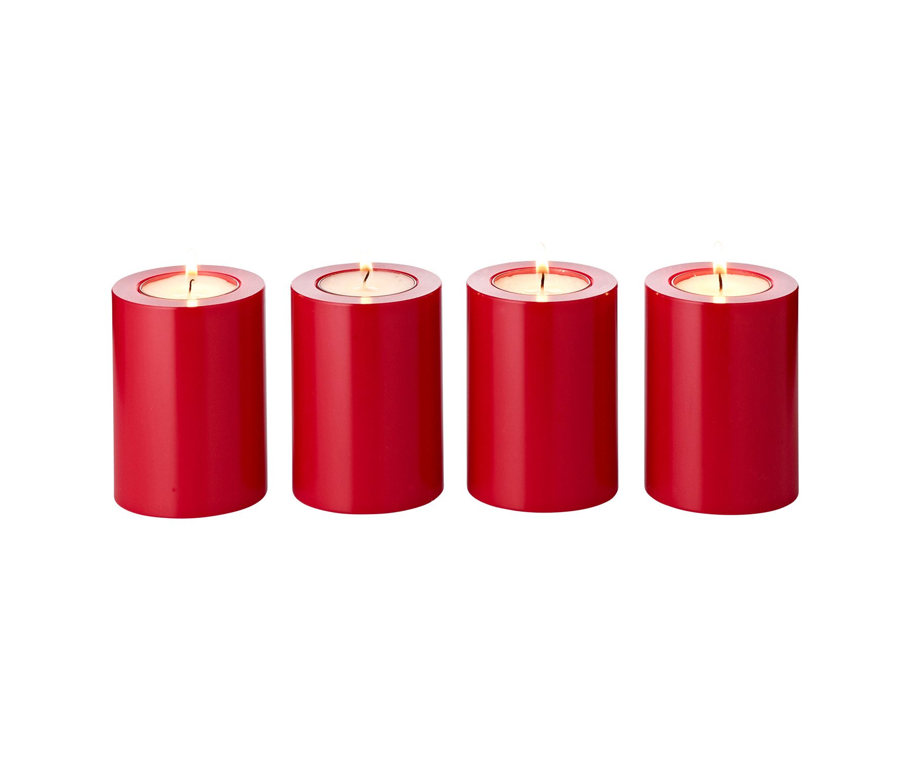 EDZARD Teelichthalter Cornelius (4er Set), Rot, Ø 6 cm, H 8 cm, hitzebeständig 90 Grad
