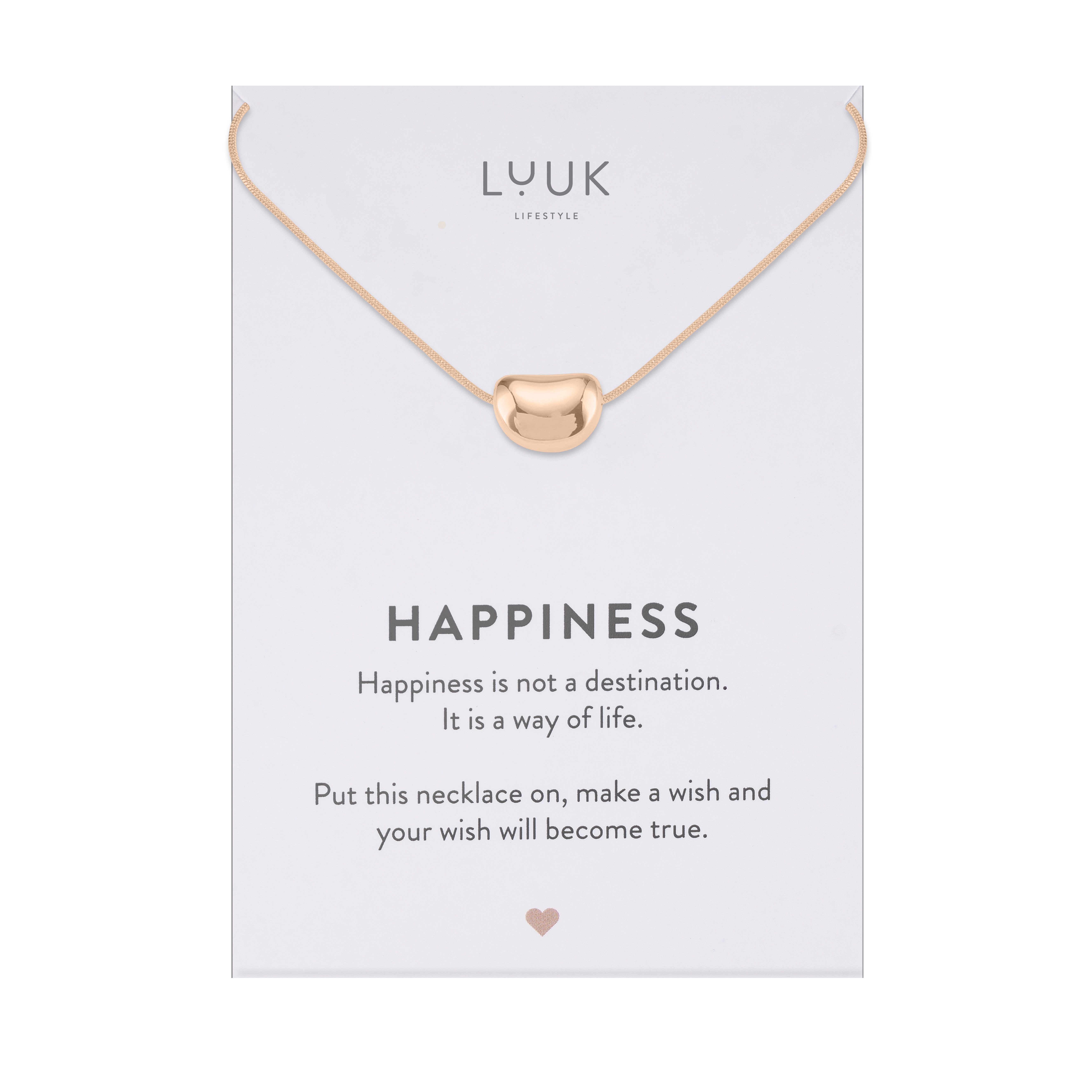 LUUK LIFESTYLE Kette mit Anhänger Bean, MIT HAPPINESS Spruchkarte, minimalistisch