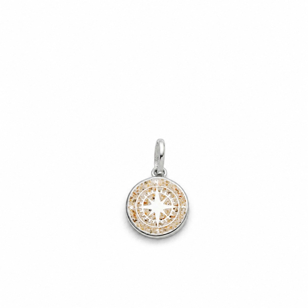 DUR Kettenanhänger Damen Anhänger P5050 Kompass 2.0 Strandsand Silber 10 mm