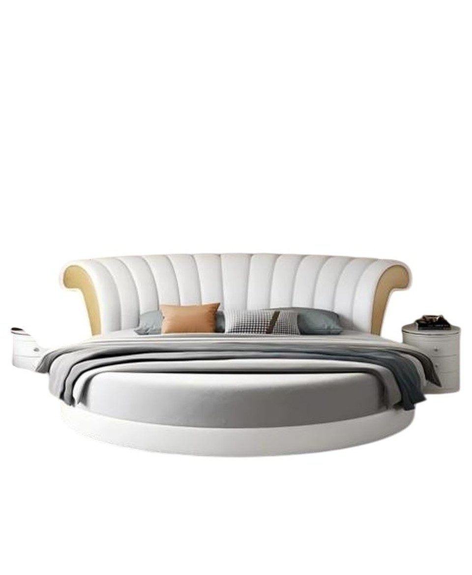 Xlmoebel Rundbett XLMOEBEL Polsterbett in Weiß mit elegantem Design, Made in Europa