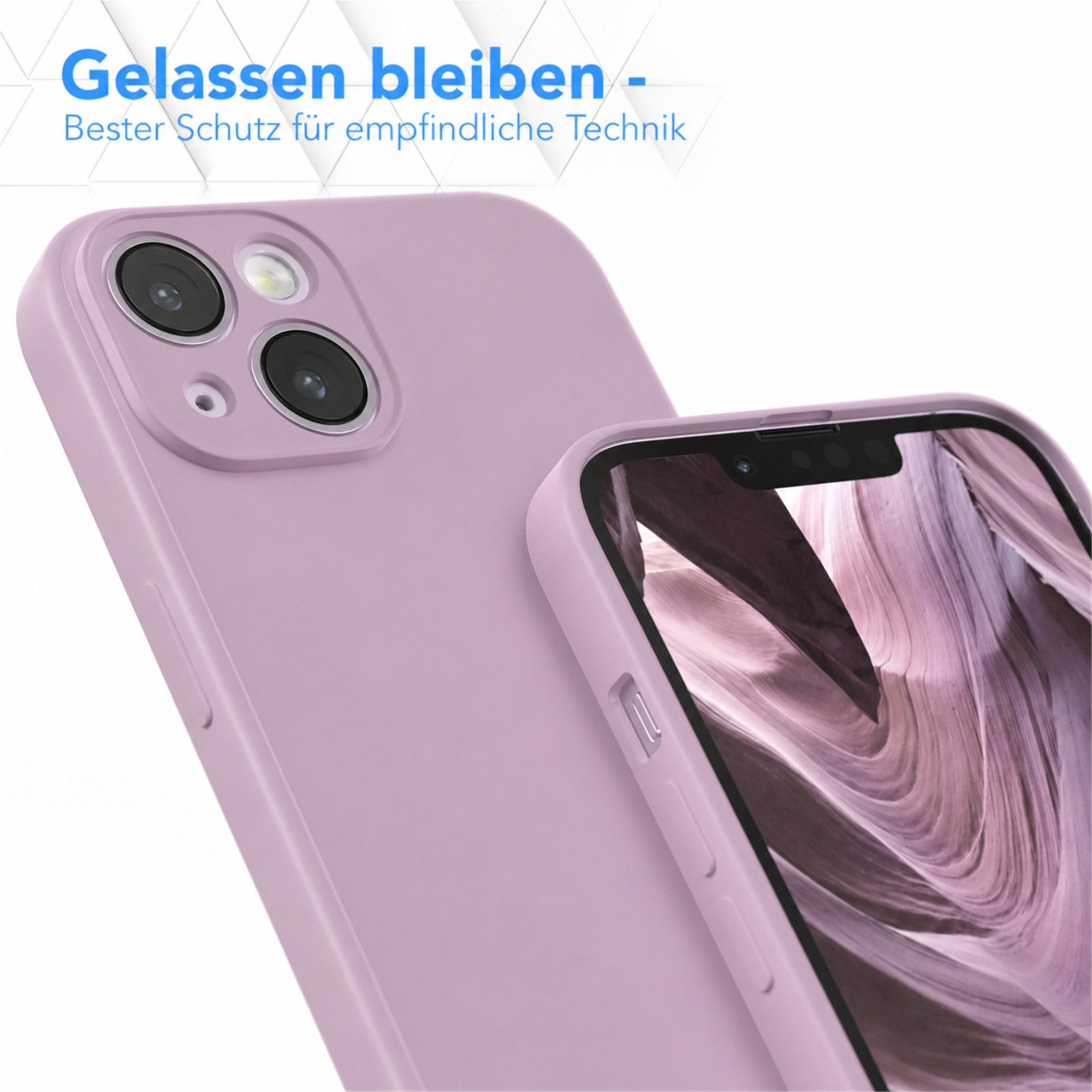 EAZY CASE Handyhülle für Apple iPhone 14 Hülle Silikon 6,1 Zoll, Hülle mit Kameraschutz handycover Soft Smart Slimcover Lila / Flieder – Bild 4 von 5